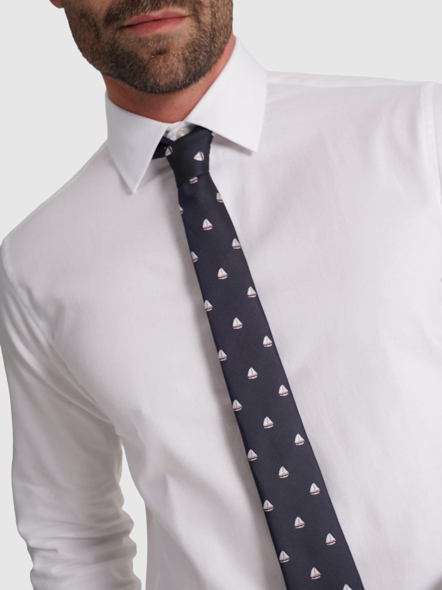 CAMISA DE ALGODÓN BLANCA MANGA LARGA CLASSIC FIT MR. AZUL