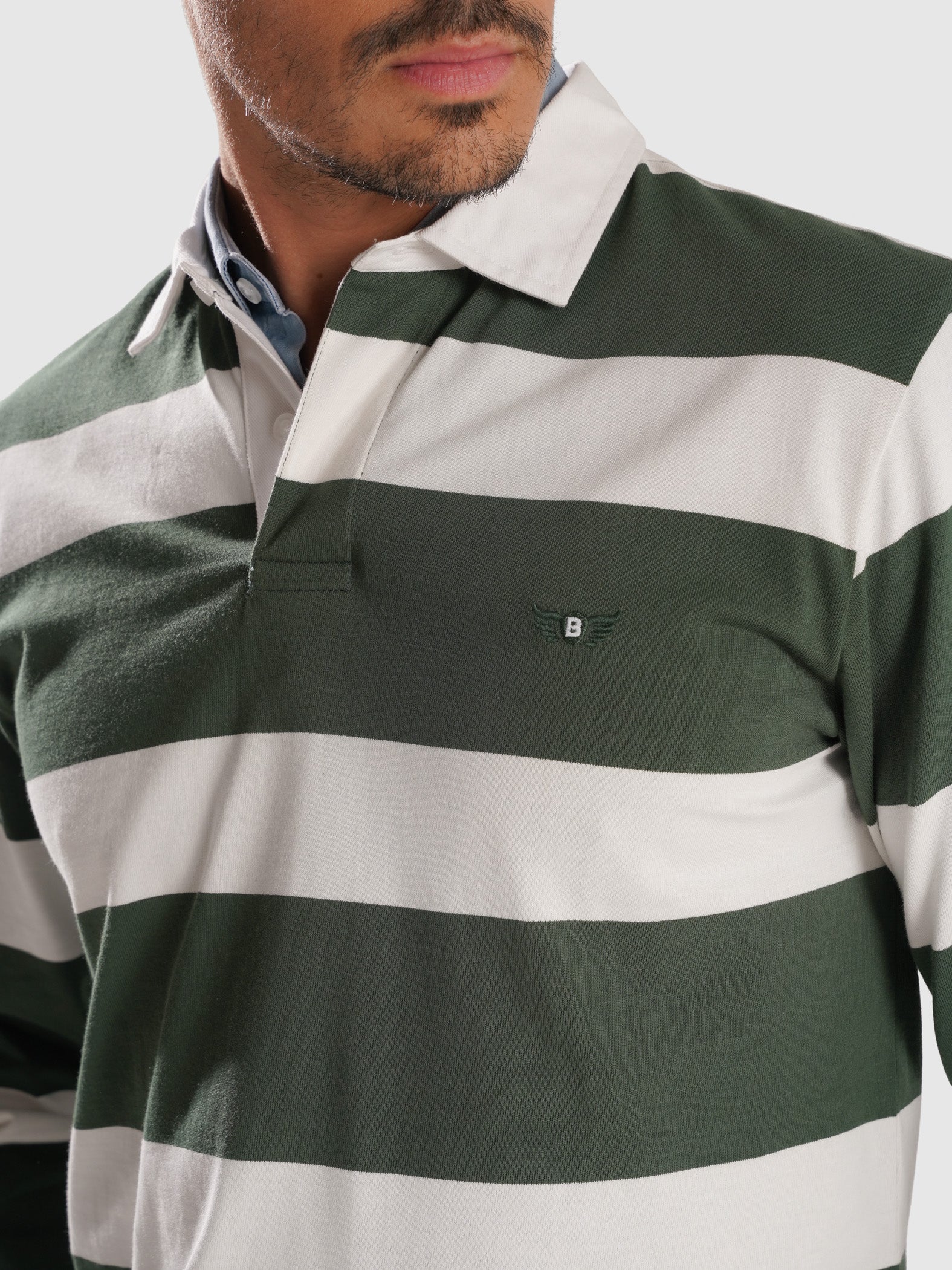 RUGBY GREEN COTTON LONG SLEEVE REGULAR FIT MR. BLUE