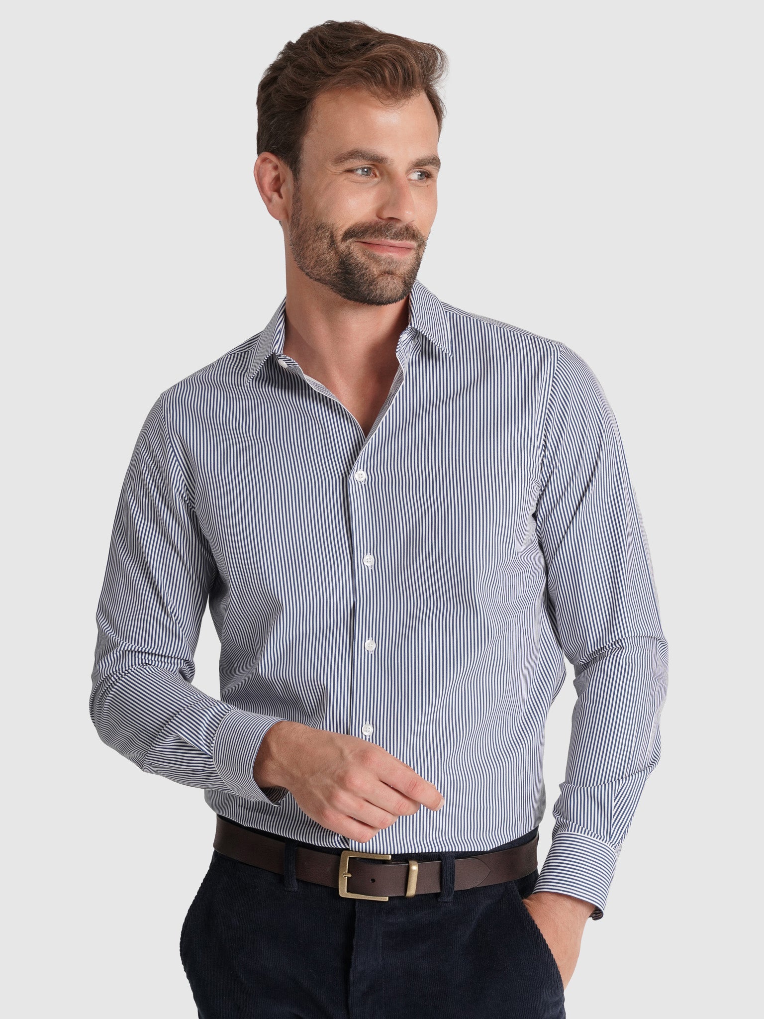 BLUE COTTON SHIRT LONG SLEEVE SLIM FIT MR. BLUE