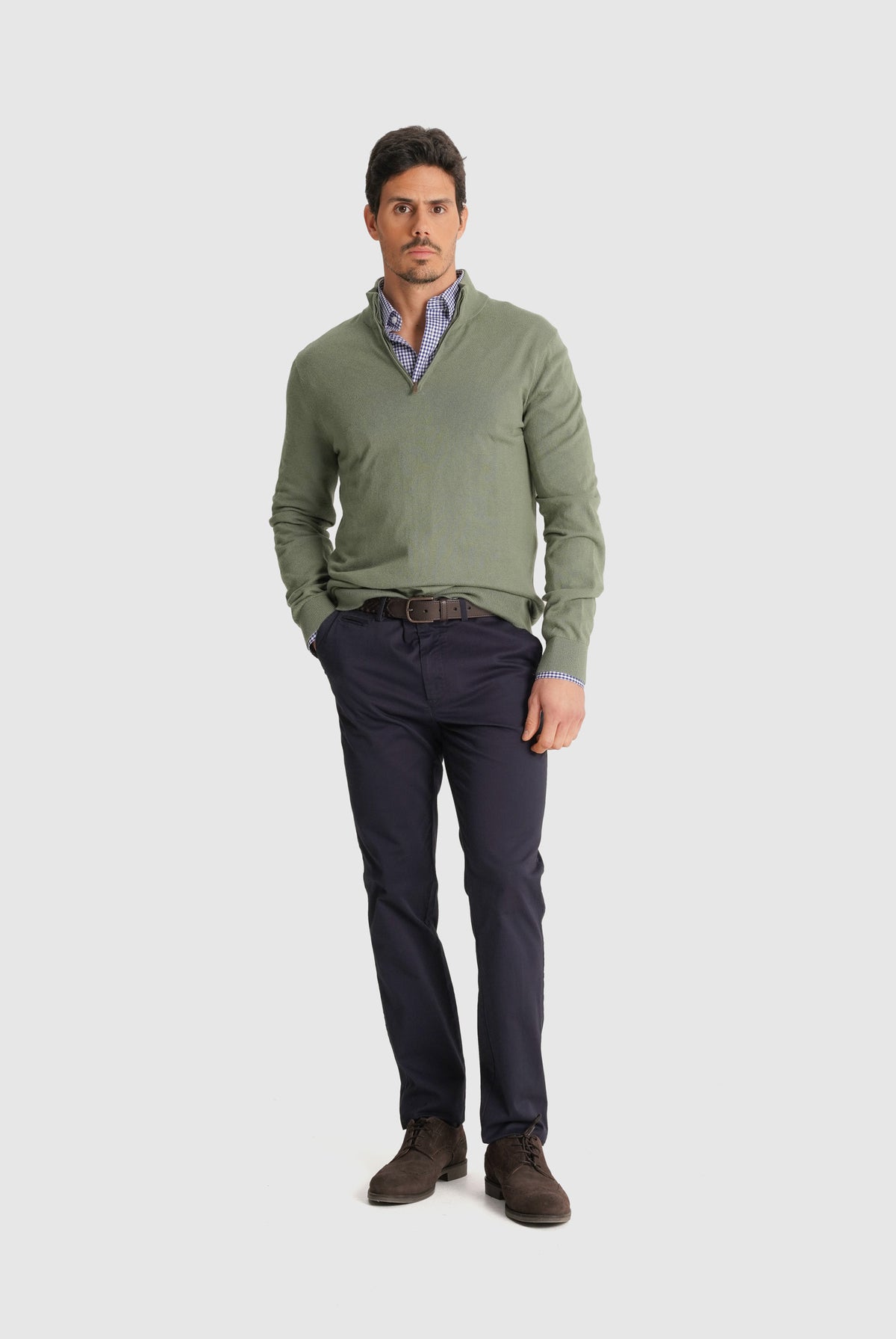 GREEN COTTON PULLOVER LONG SLEEVE REGULAR FIT MR. BLUE