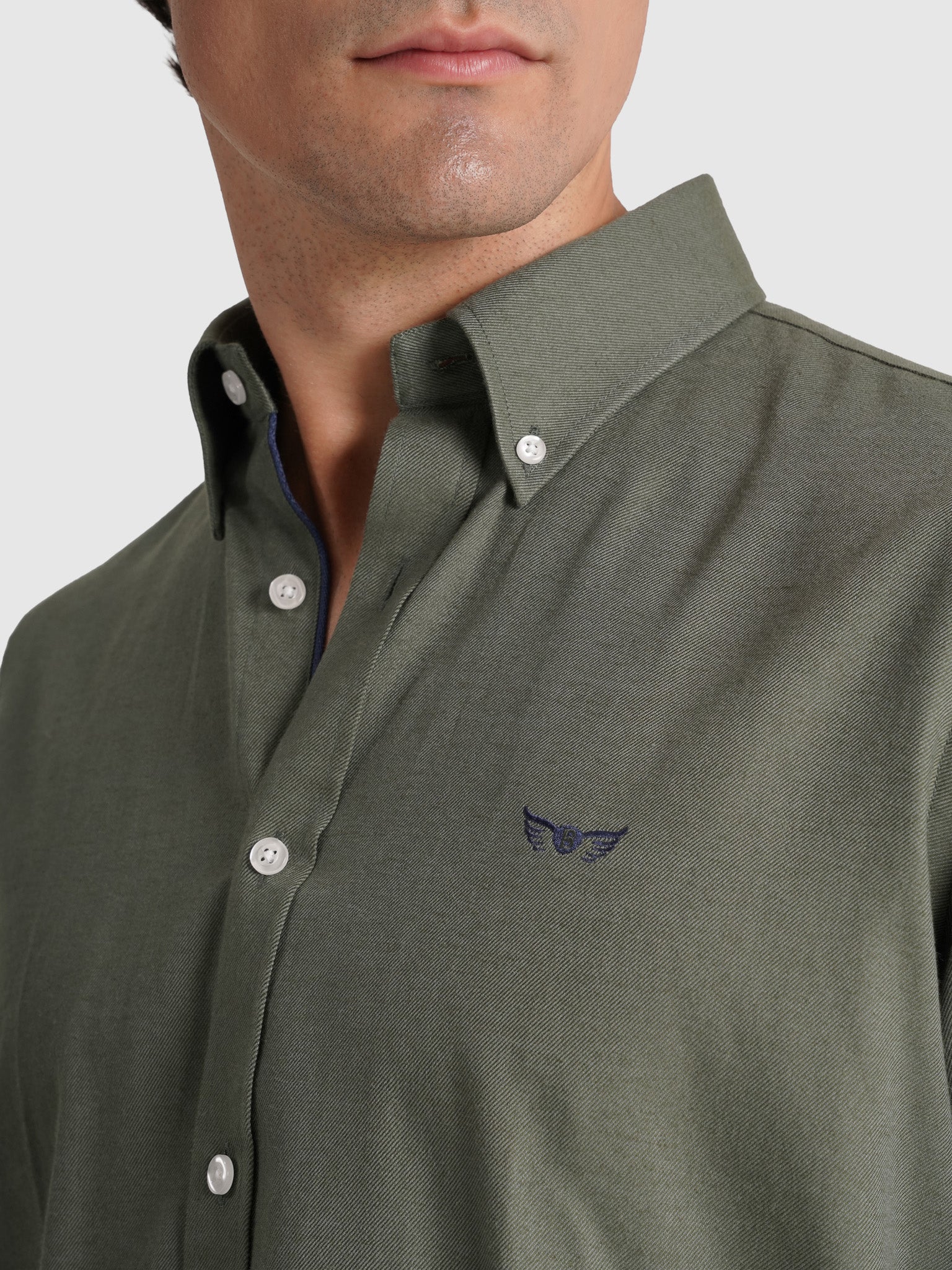 CAMISA ALGODÓN VERDE MANGA LARGA REGULAR FIT MR. AZUL