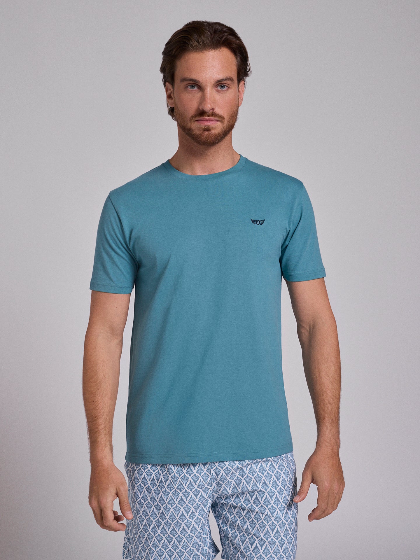 CAMISETA ALGODÓN VERDE MANGA CORTA REGULAR FIT MR. AZUL