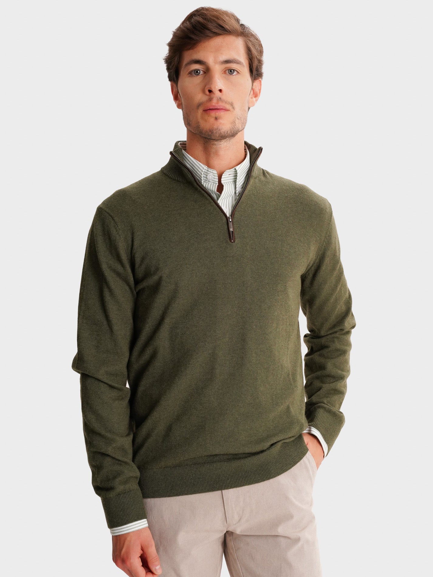 GREEN THIN PULLOVER LONG SLEEVE REGULAR FIT MR. BLUE