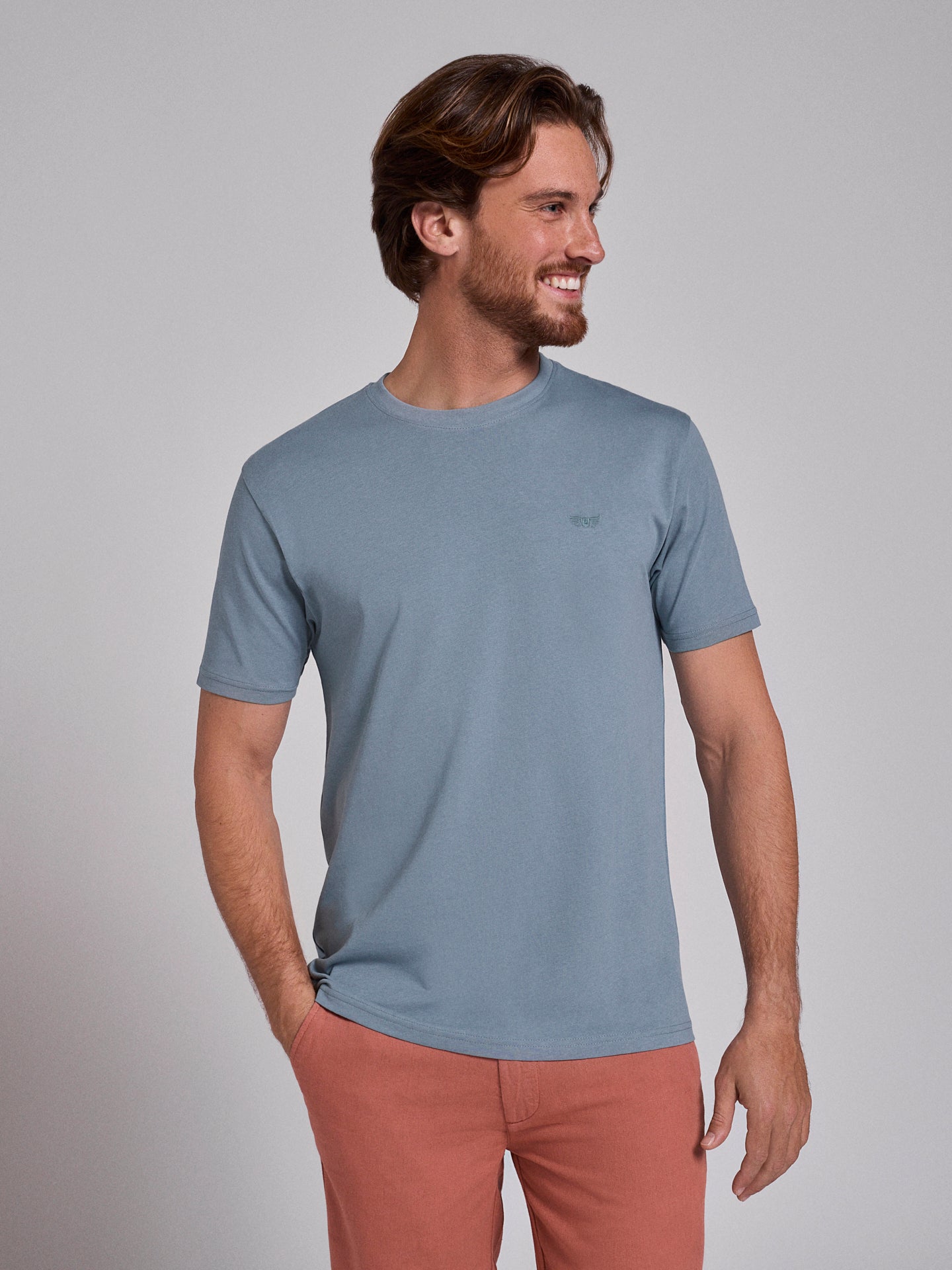 CAMISETA ALGODÓN VERDE MANGA CORTA REGULAR FIT MR. AZUL