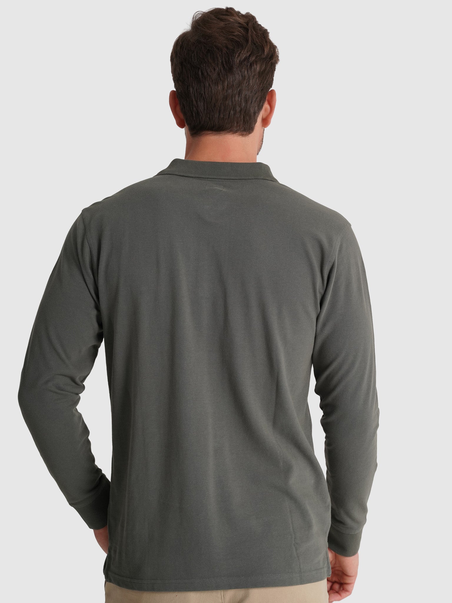 GREEN COTTON POLO LONG SLEEVE REGULAR FIT MR. BLUE