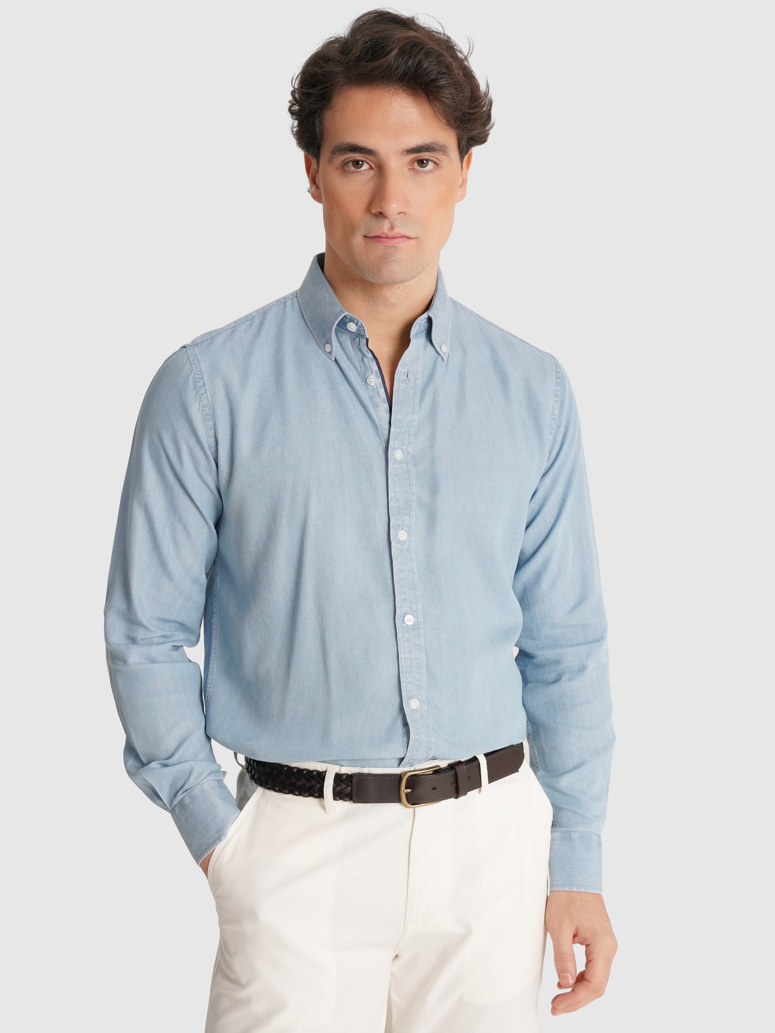 CAMISA AZUL JEANS MANGA LARGA REGULAR FIT MR. AZUL