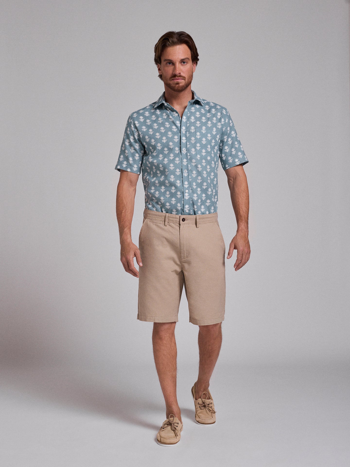 BEIGE LINEN BERMUDA REGULAR FIT MR. BLUE