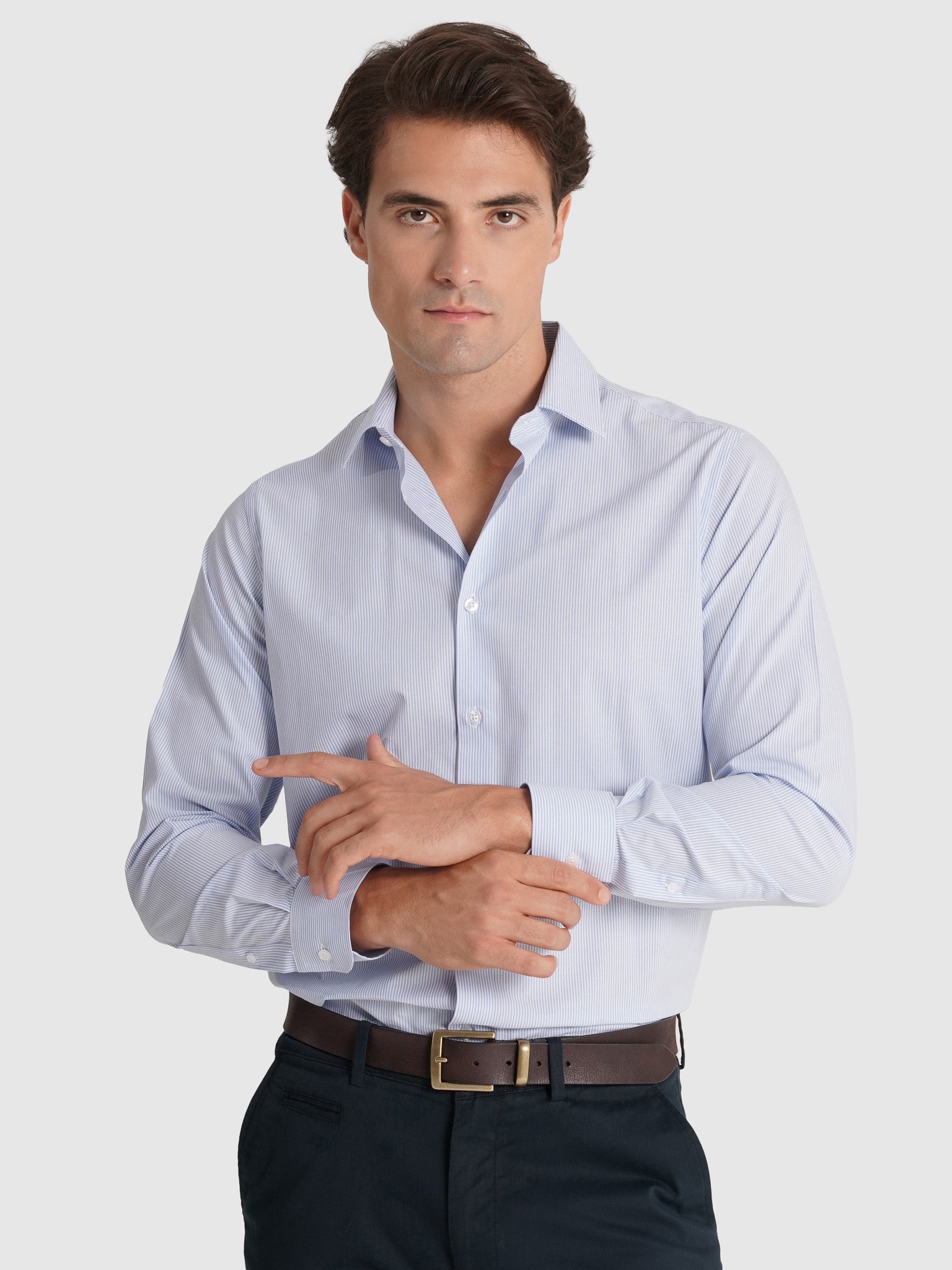 BLUE COTTON SHIRT LONG SLEEVE SLIM FIT MR. BLUE
