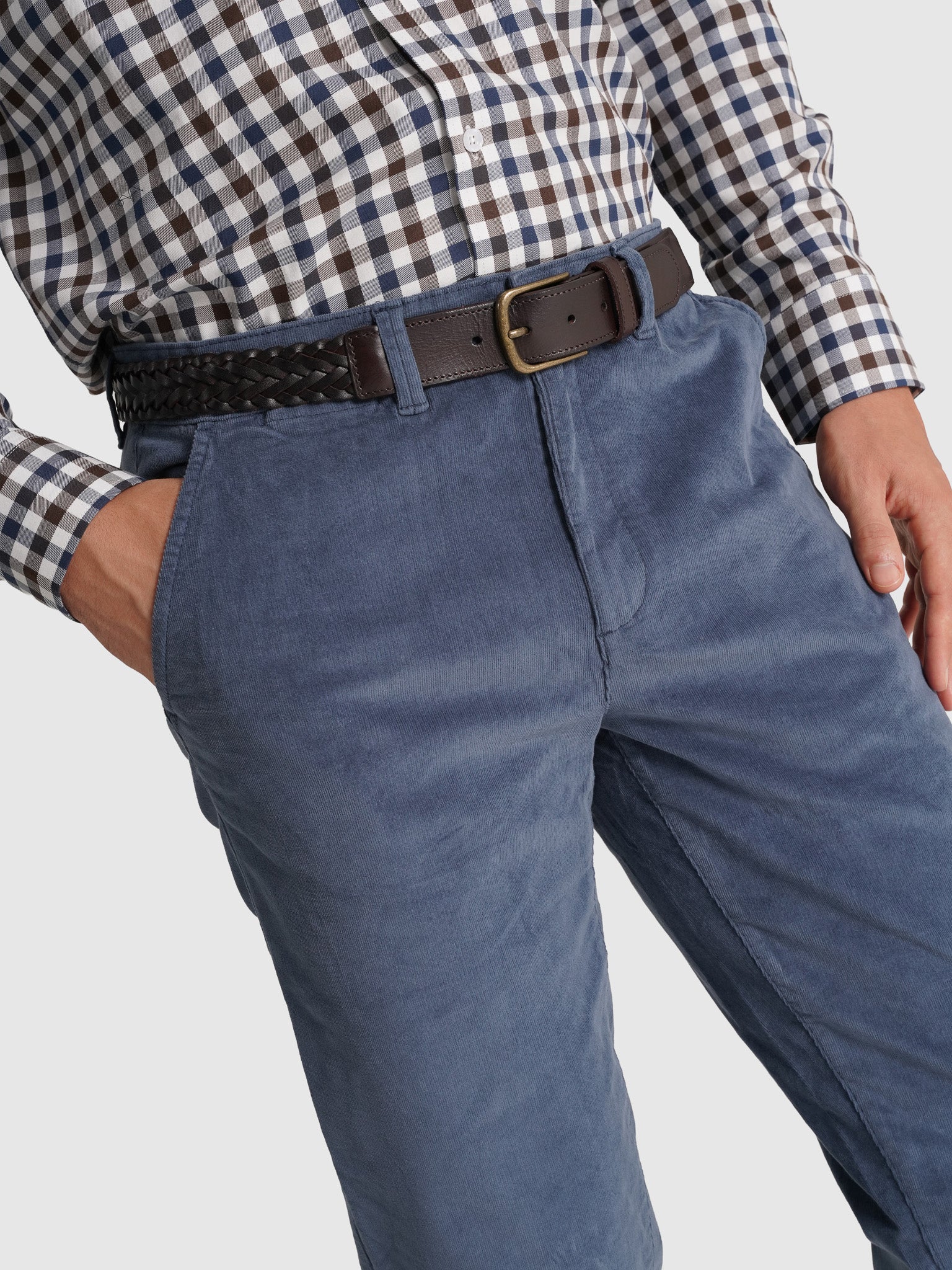 BLUE COTTON TROUSERS CLASSIC FIT MR. BLUE