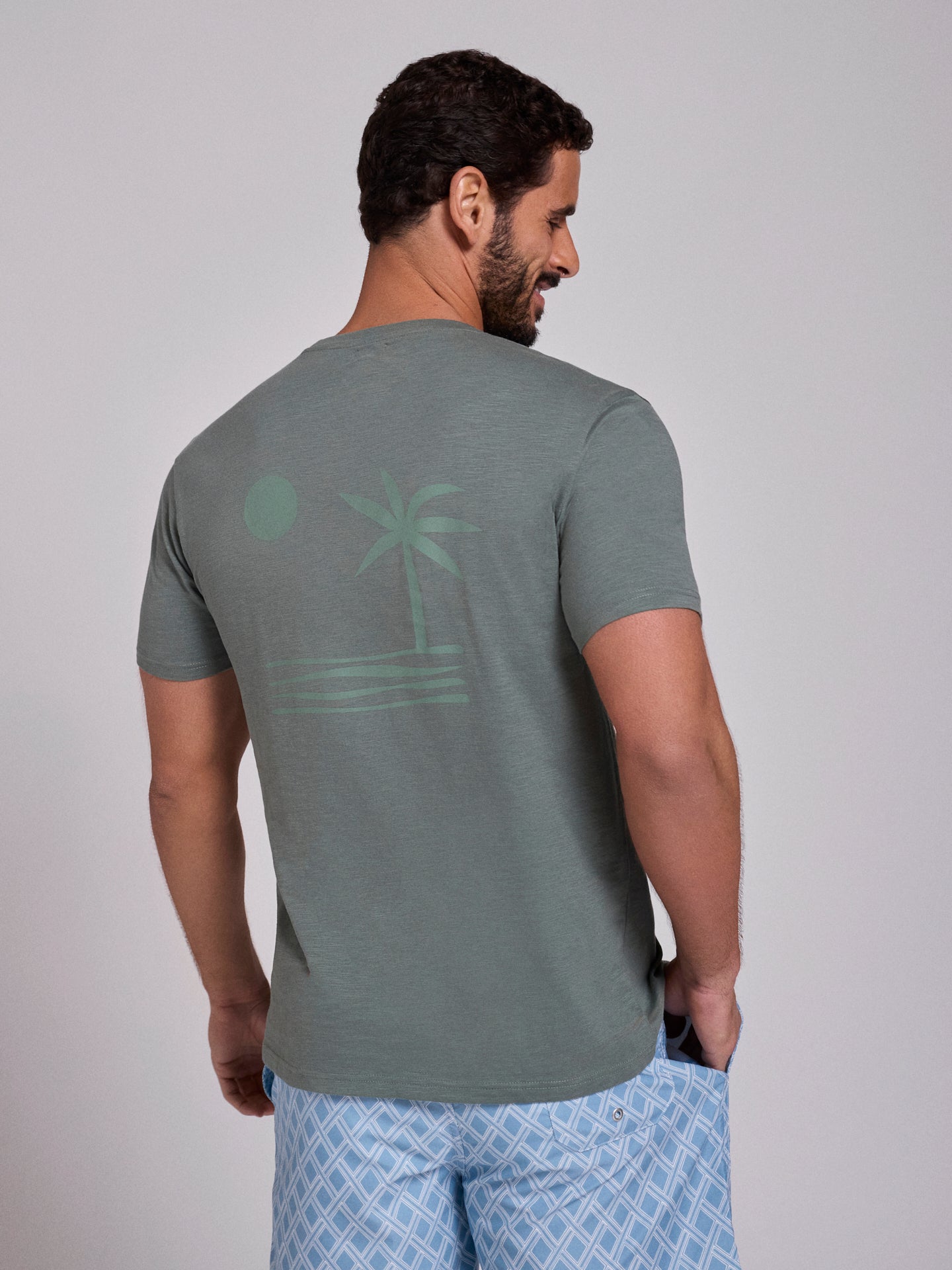 CAMISETA ALGODÓN VERDE MANGA CORTA REGULAR FIT MR. AZUL