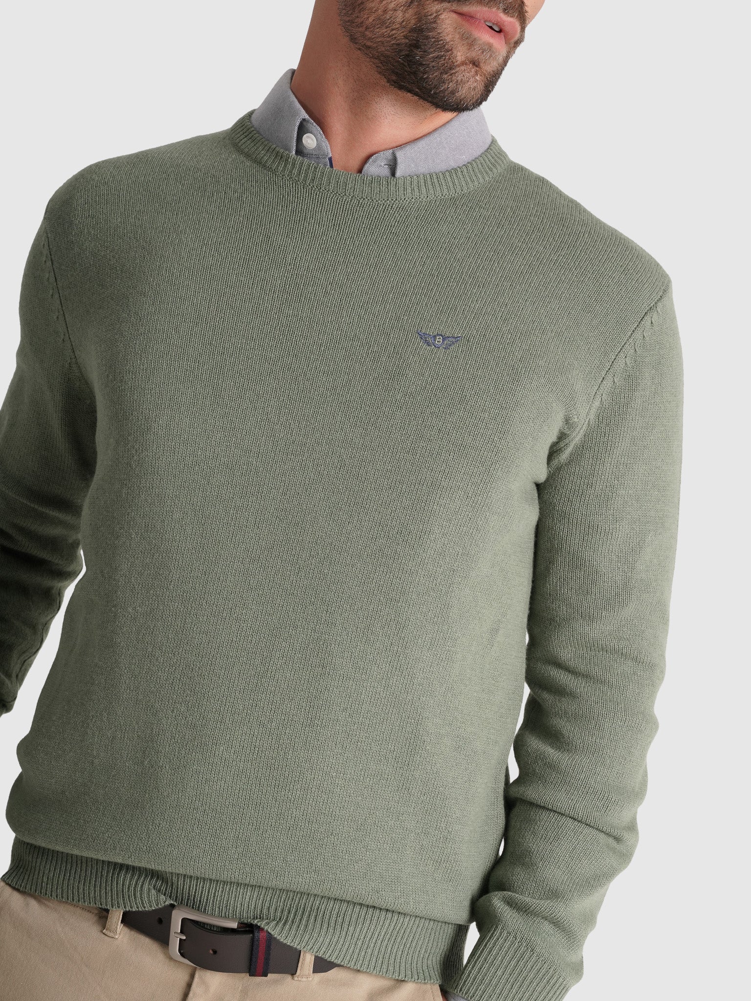 GREEN WOOL PULLOVER LONG SLEEVE REGULAR FIT MR. BLUE