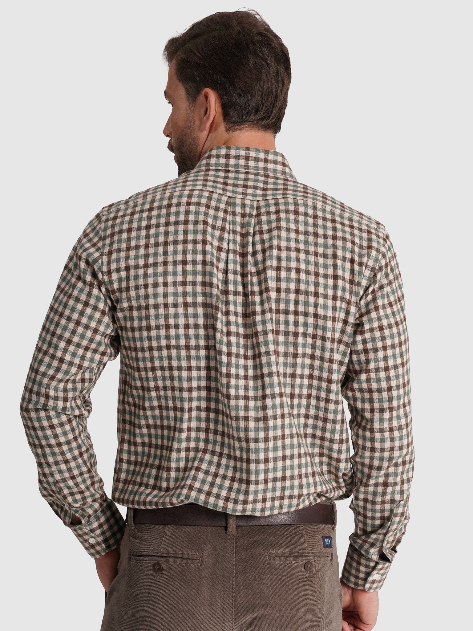 LONG SLEEVE BROWN FLANNEL SHIRT REGULAR FIT MR. BLUE