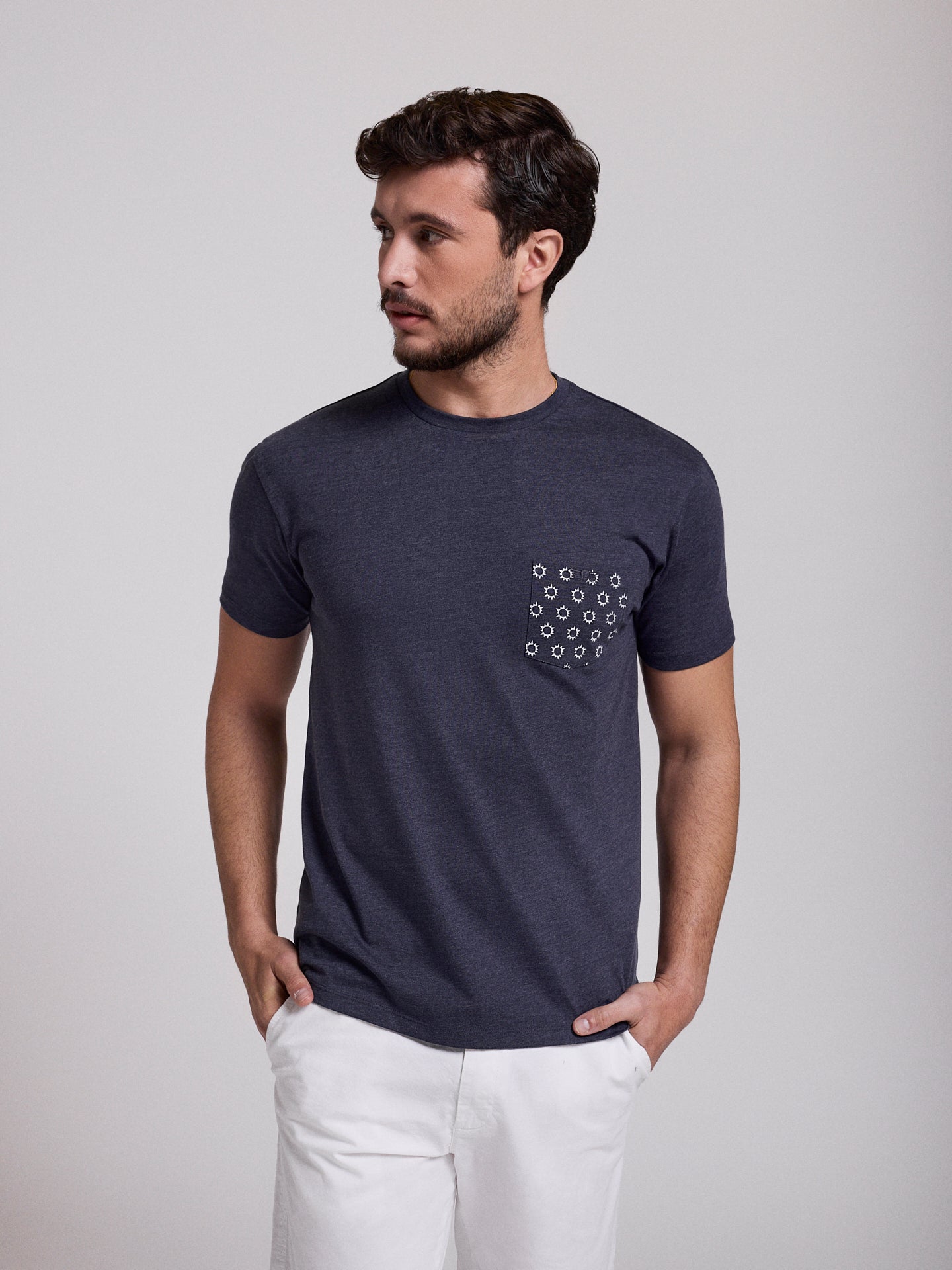 CAMISETA ALGODÓN AZUL MANGA CORTA REGULAR FIT MR. AZUL