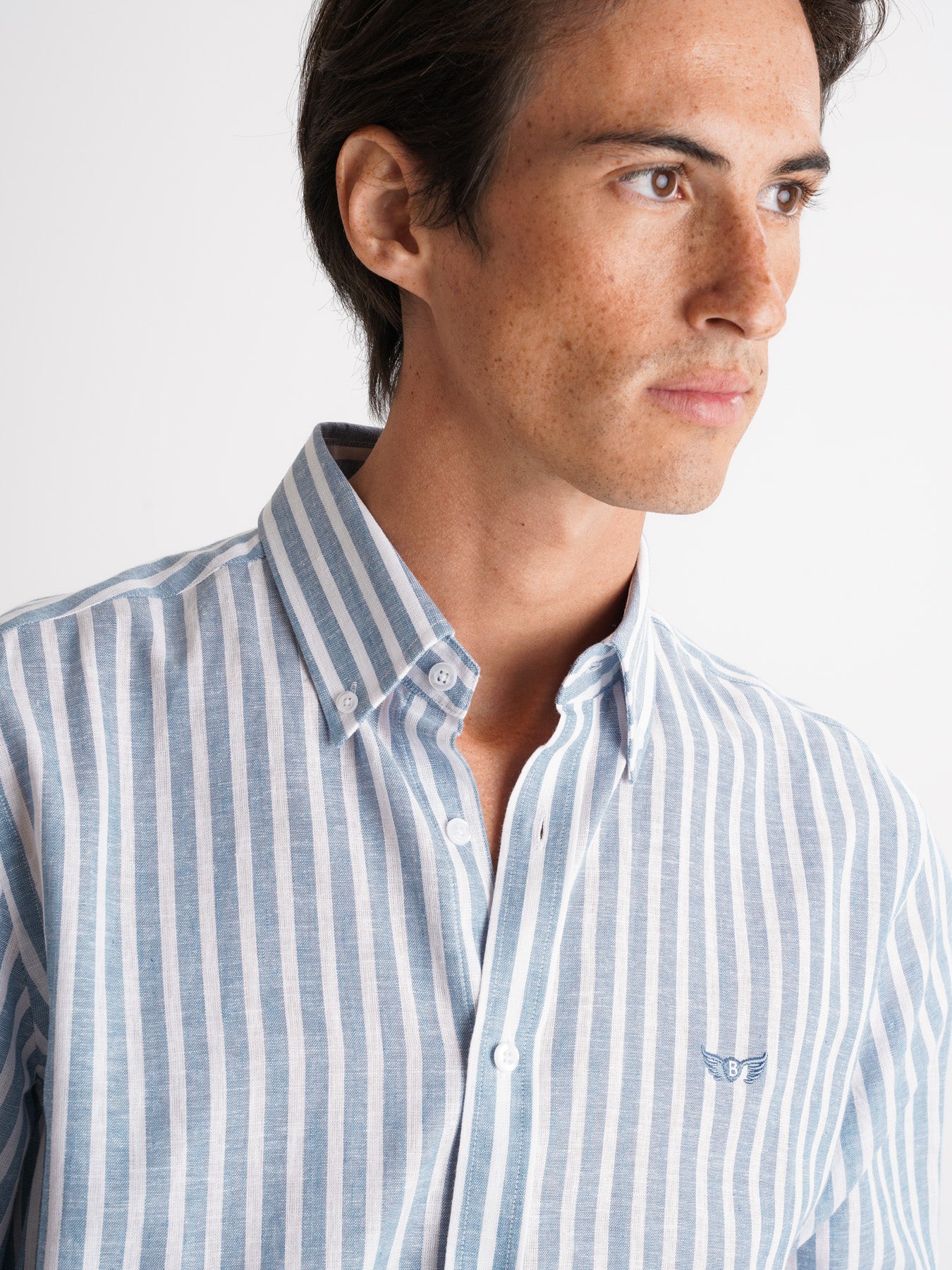 Camisa Regular Fit Lino Azul Mr. Blue