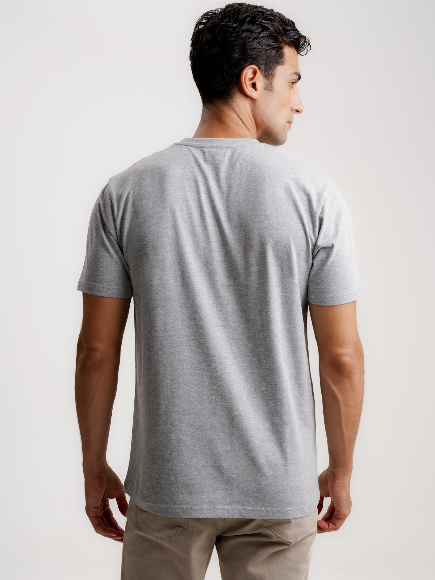 GRAY COTTON T-SHIRT SHORT SLEEVES REGULAR FIT MR. BLUE