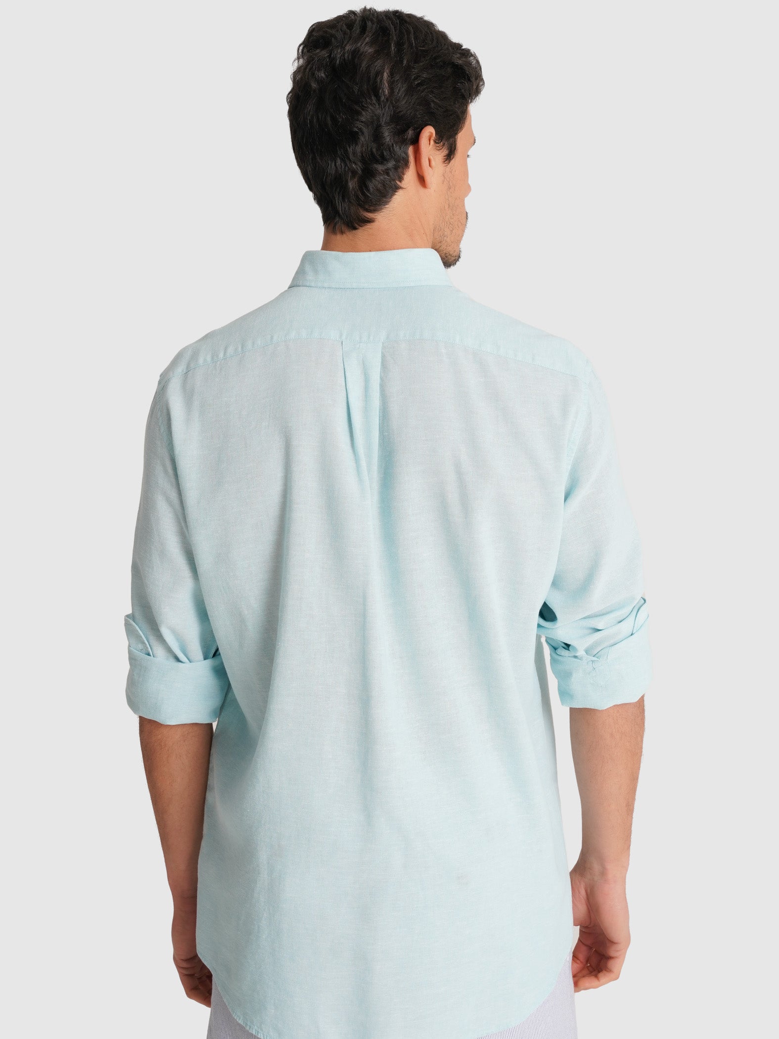 BLUE LONG SLEEVE REGULAR FIT MR SHIRT. BLUE