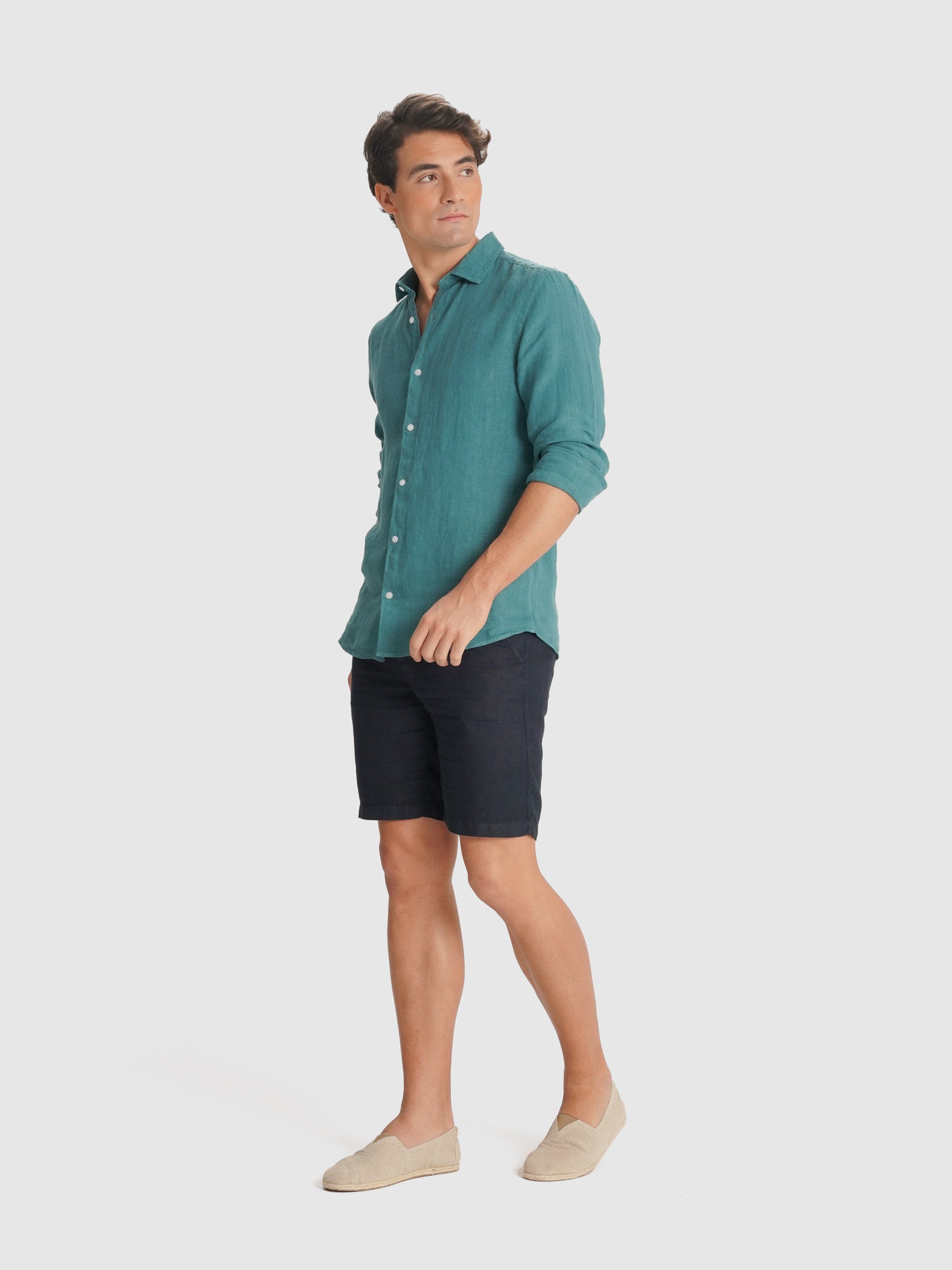 TAILORED FIT LONG SLEEVE GREEN SHIRT MARK BELLUCCI