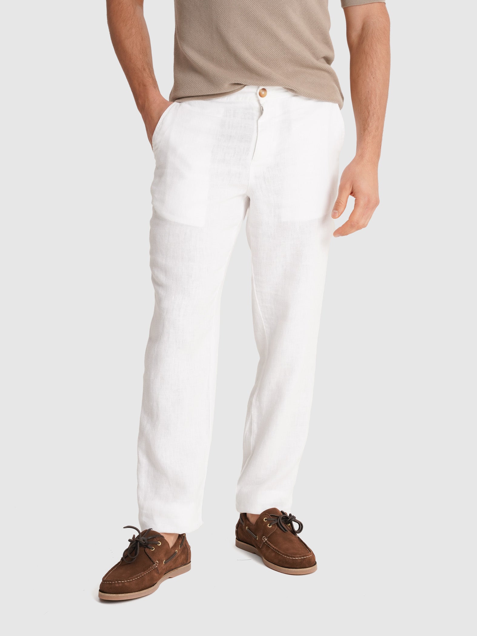 WHITE REGULAR FIT TROUSERS MARK BELLUCCI