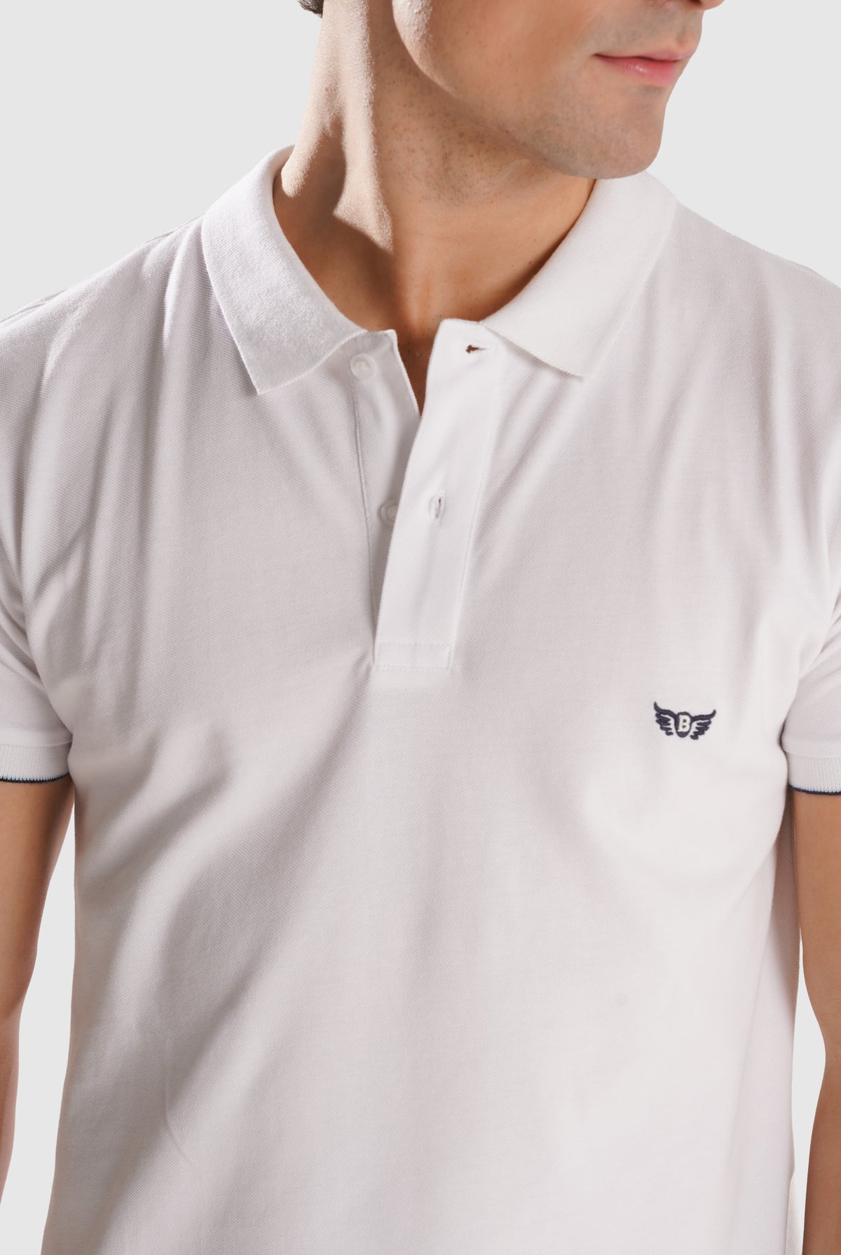 WHITE PIQUET POLO SHORT SLEEVES REGULAR FIT MR. BLUE