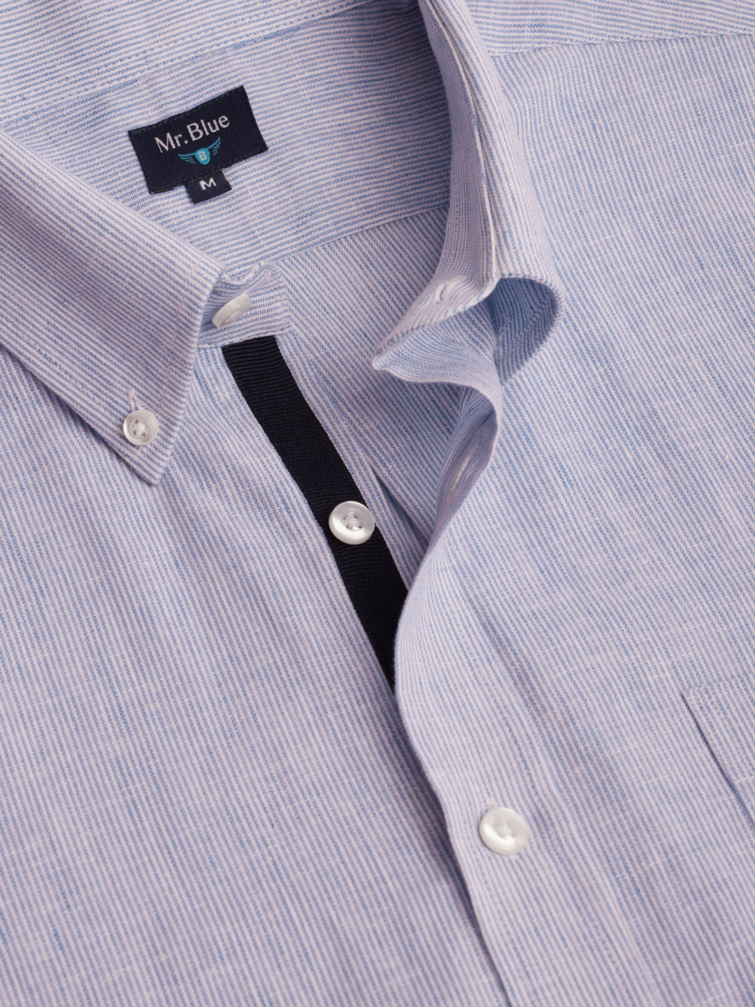 CAMISA LINO AZUL MANGA CORTA REGULAR FIT MR. AZUL