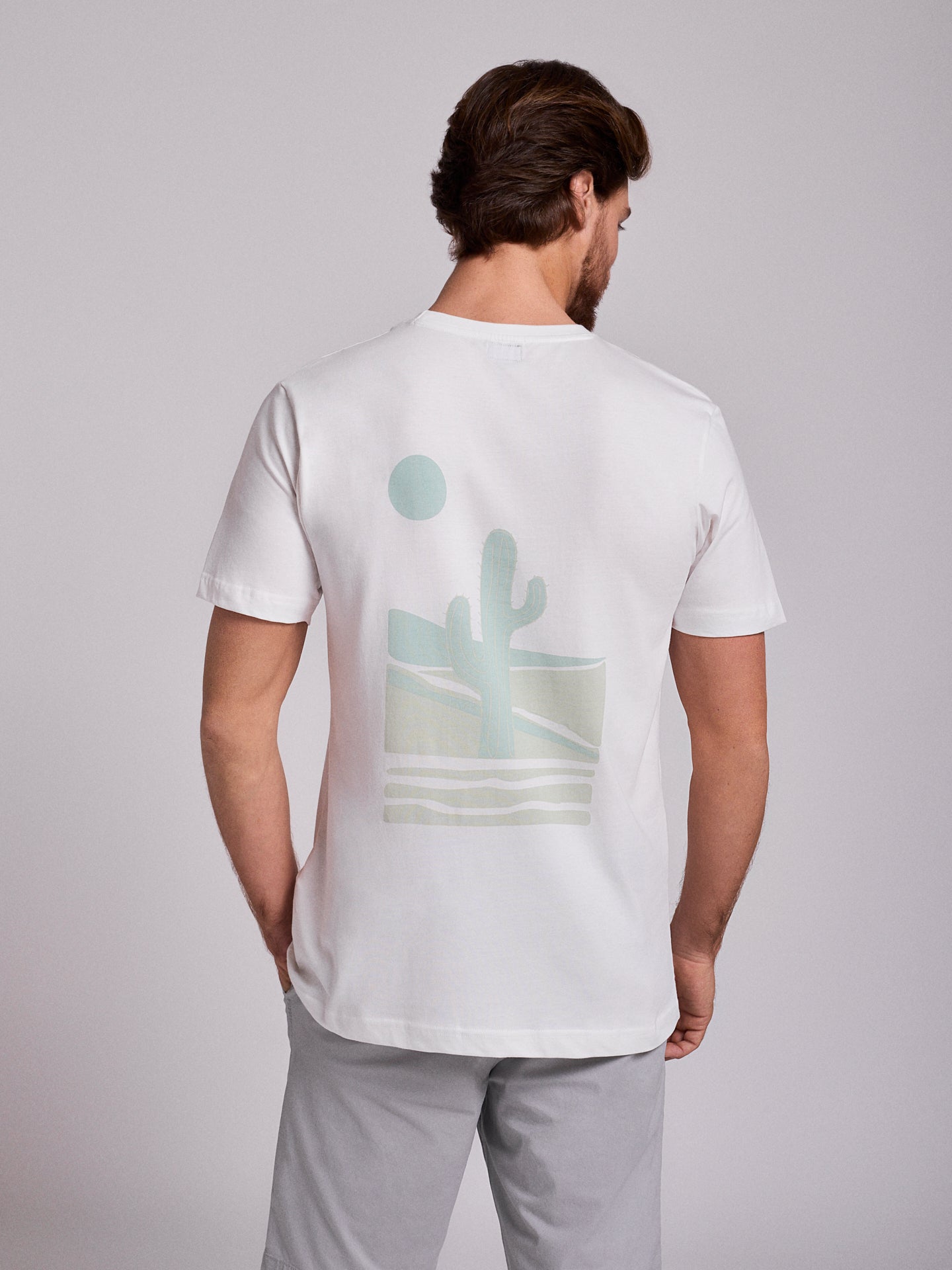 WHITE COTTON T-SHIRT SHORT SLEEVES REGULAR FIT MR. BLUE