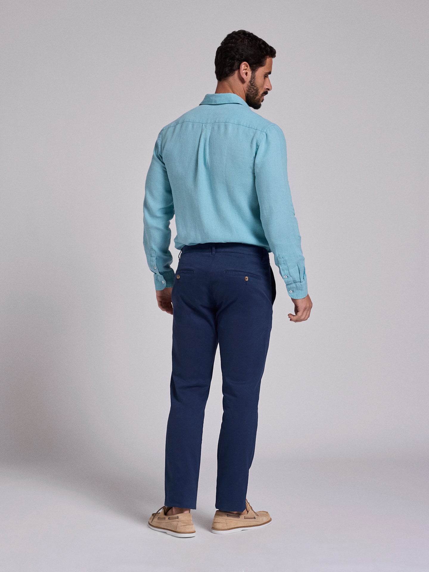 REGULAR FIT BLUE COTTON TROUSERS MARK BELLUCCI