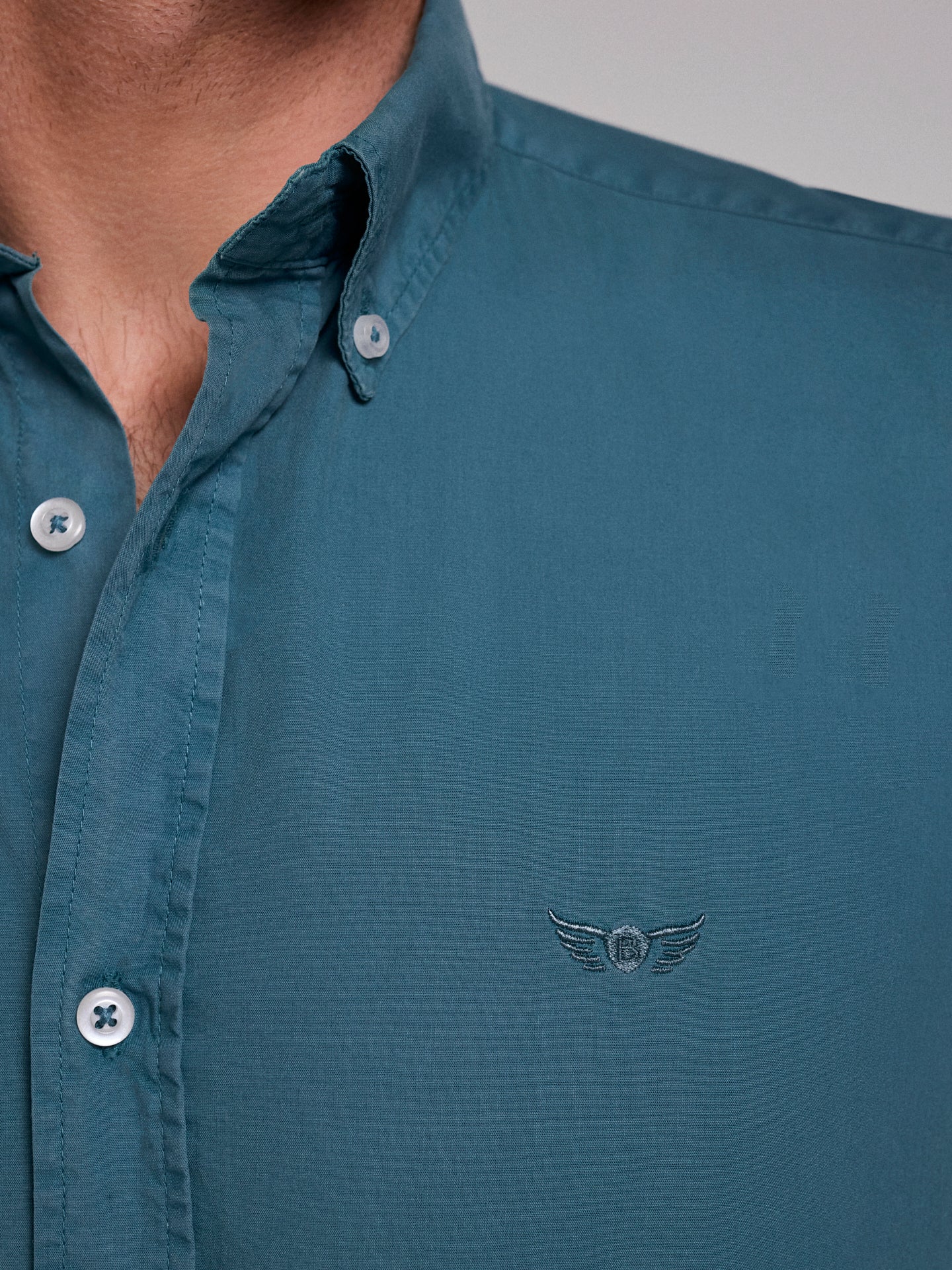 GREEN COTTON SHIRT SHORT SLEEVE REGULAR FIT MR. BLUE