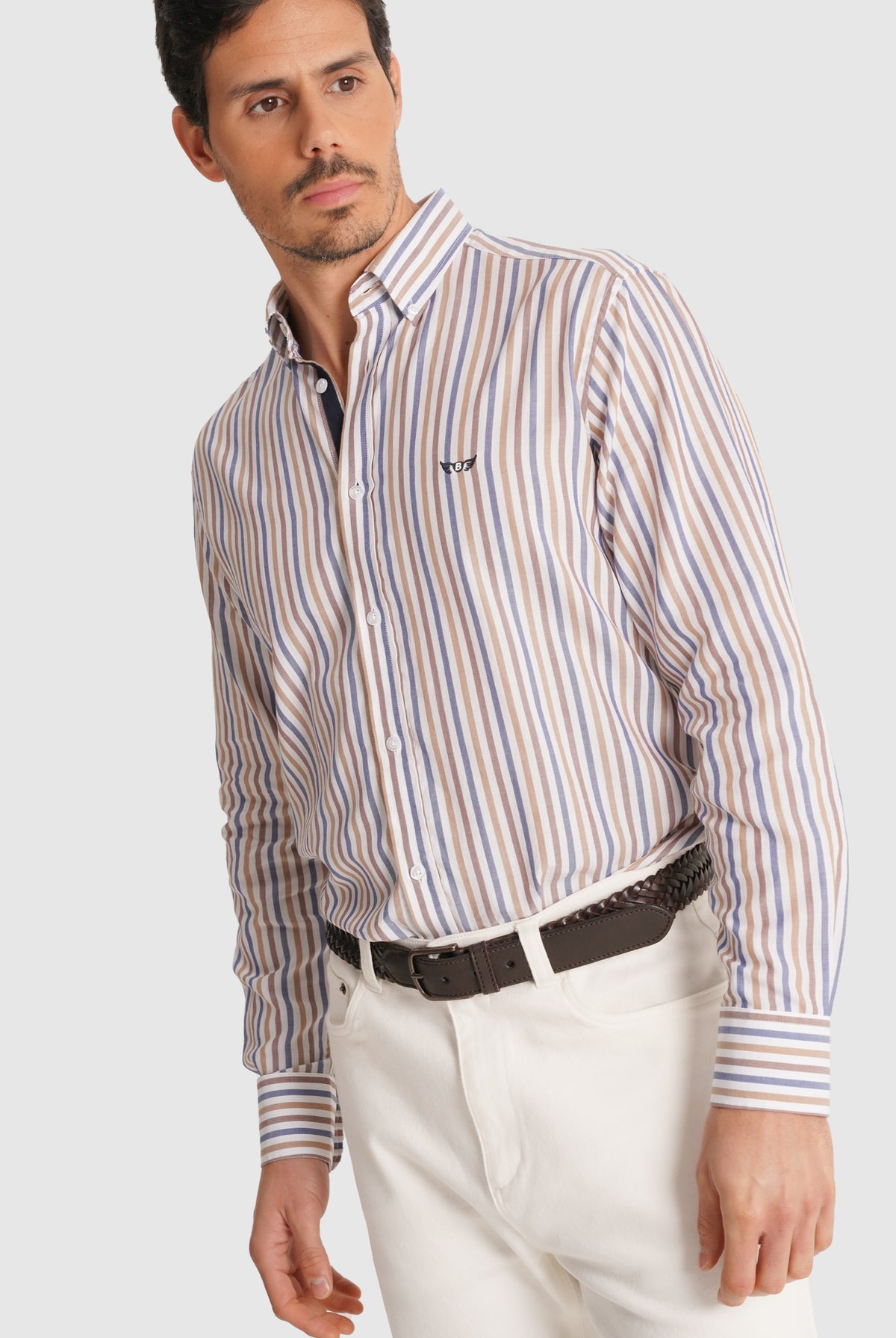 BROWN OXFORD SHIRT LONG SLEEVE REGULAR FIT MR. BLUE