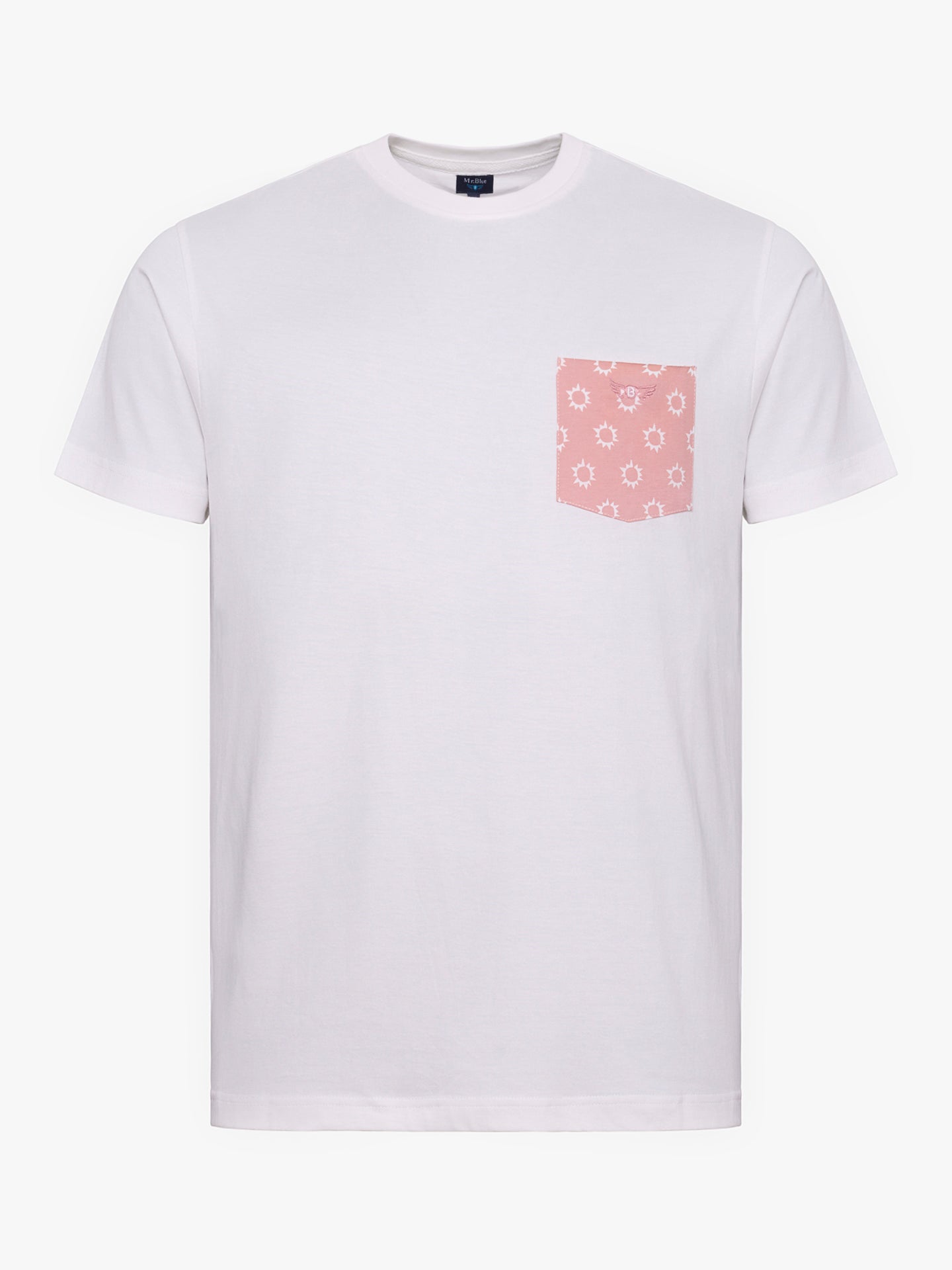 WHITE COTTON T-SHIRT SHORT SLEEVES REGULAR FIT MR. BLUE