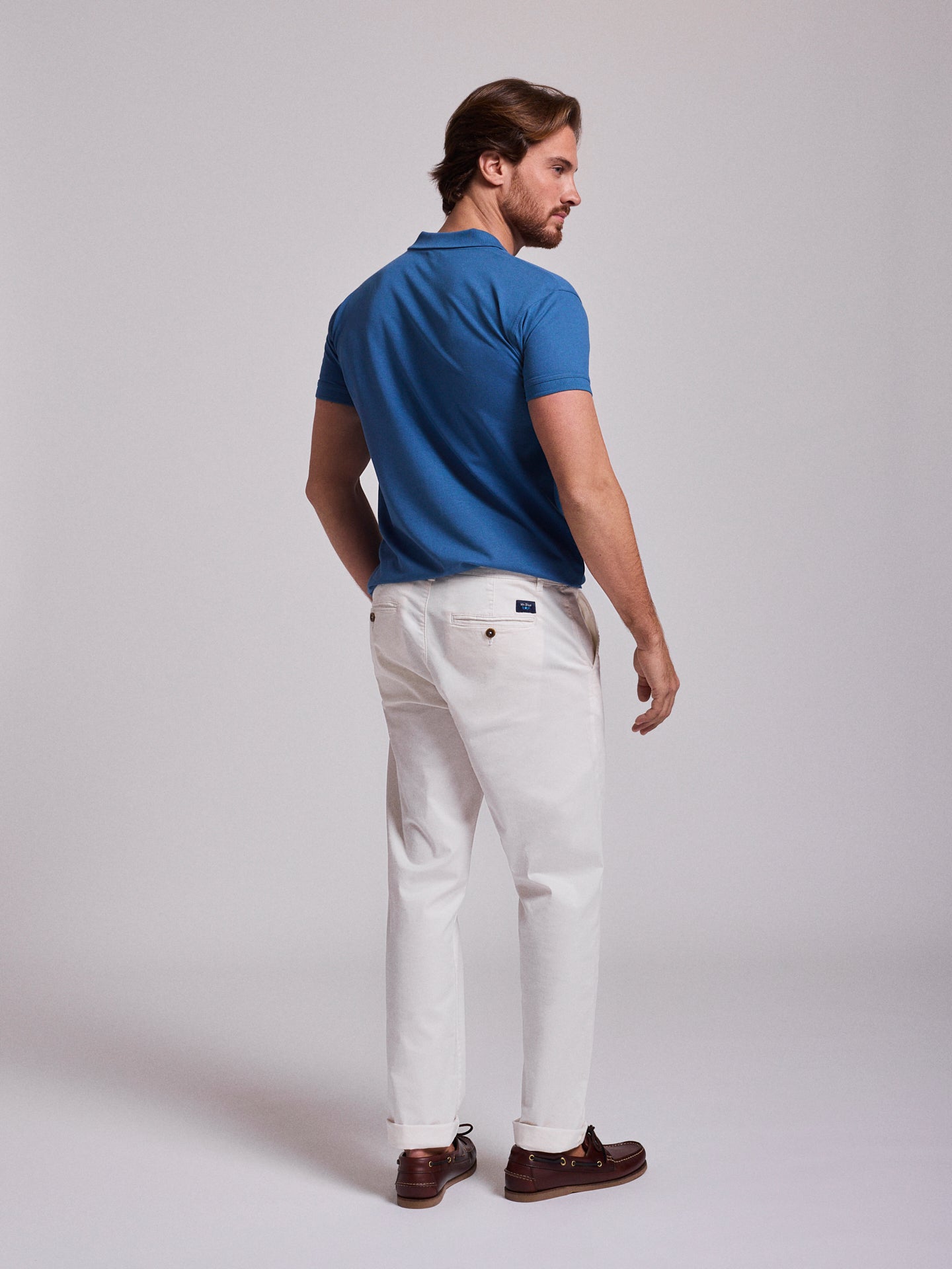 WHITE COTTON TROUSERS REGULAR FIT MR. BLUE