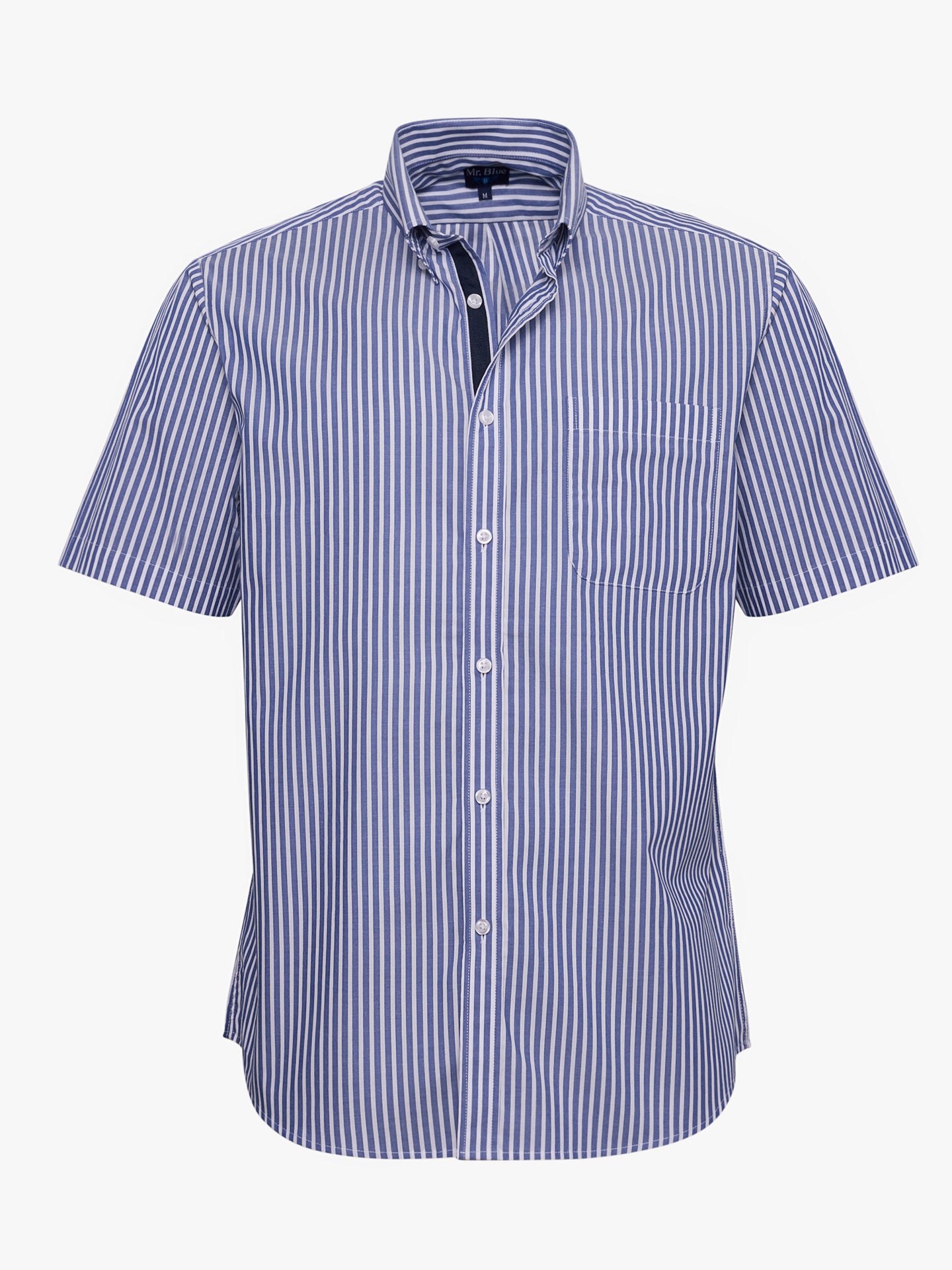 CAMISA ALGODÓN AZUL MANGA CORTA REGULAR FIT MR. AZUL
