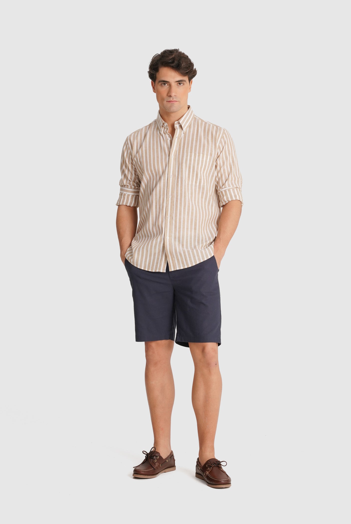 CAMISA BEGE MANGA COMPRIDA REGULAR FIT MR. BLUE