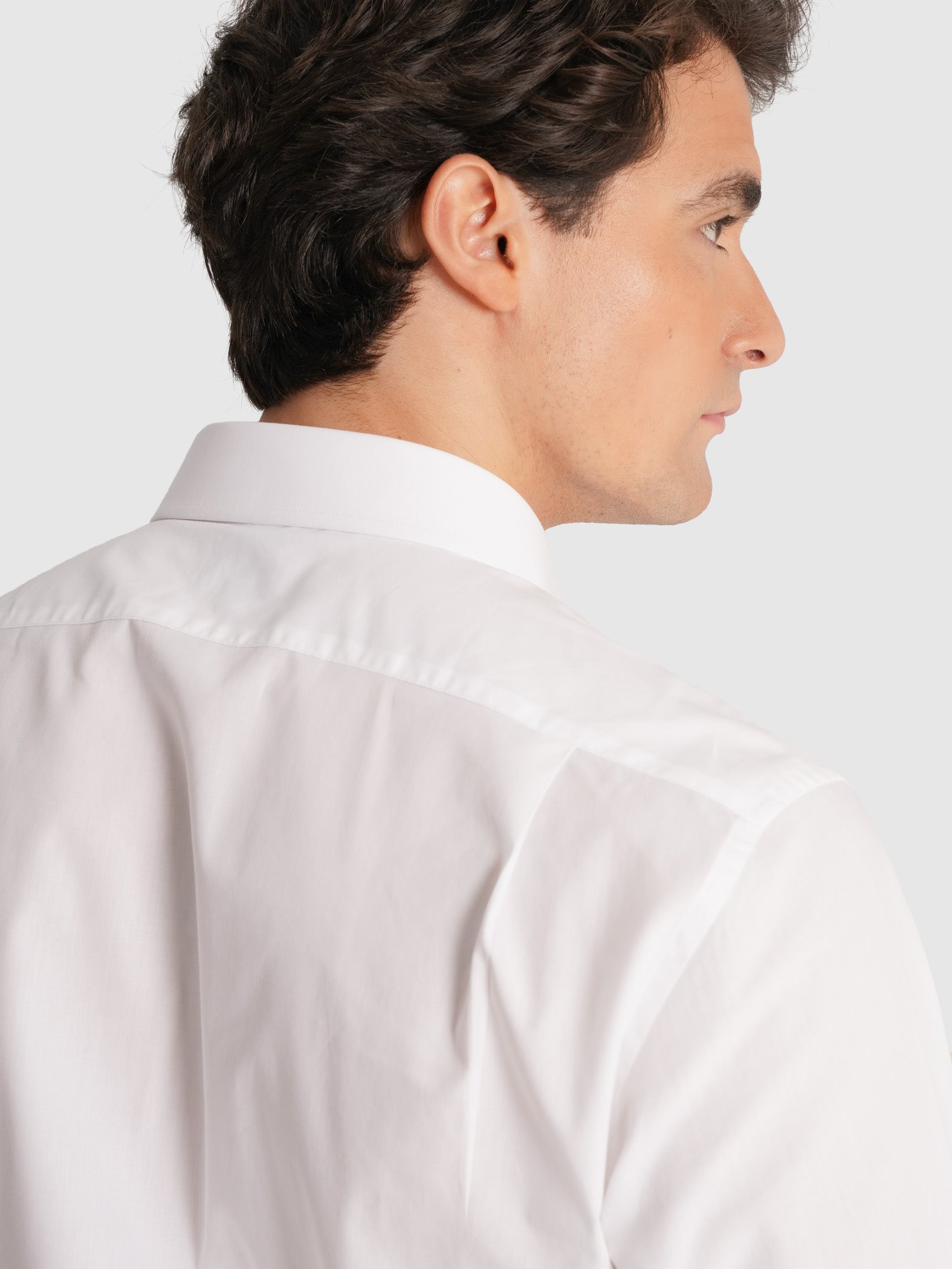 WHITE POPPLINE LONG SLEEVE SHIRT CLASSIC FIT MR. BLUE