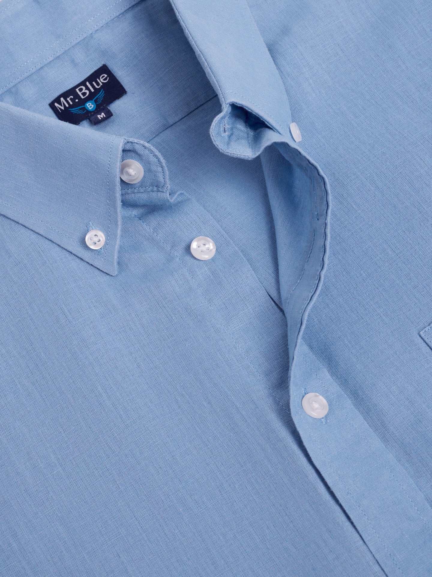 CAMISA LINO AZUL MANGA LARGA REGULAR FIT MR. AZUL
