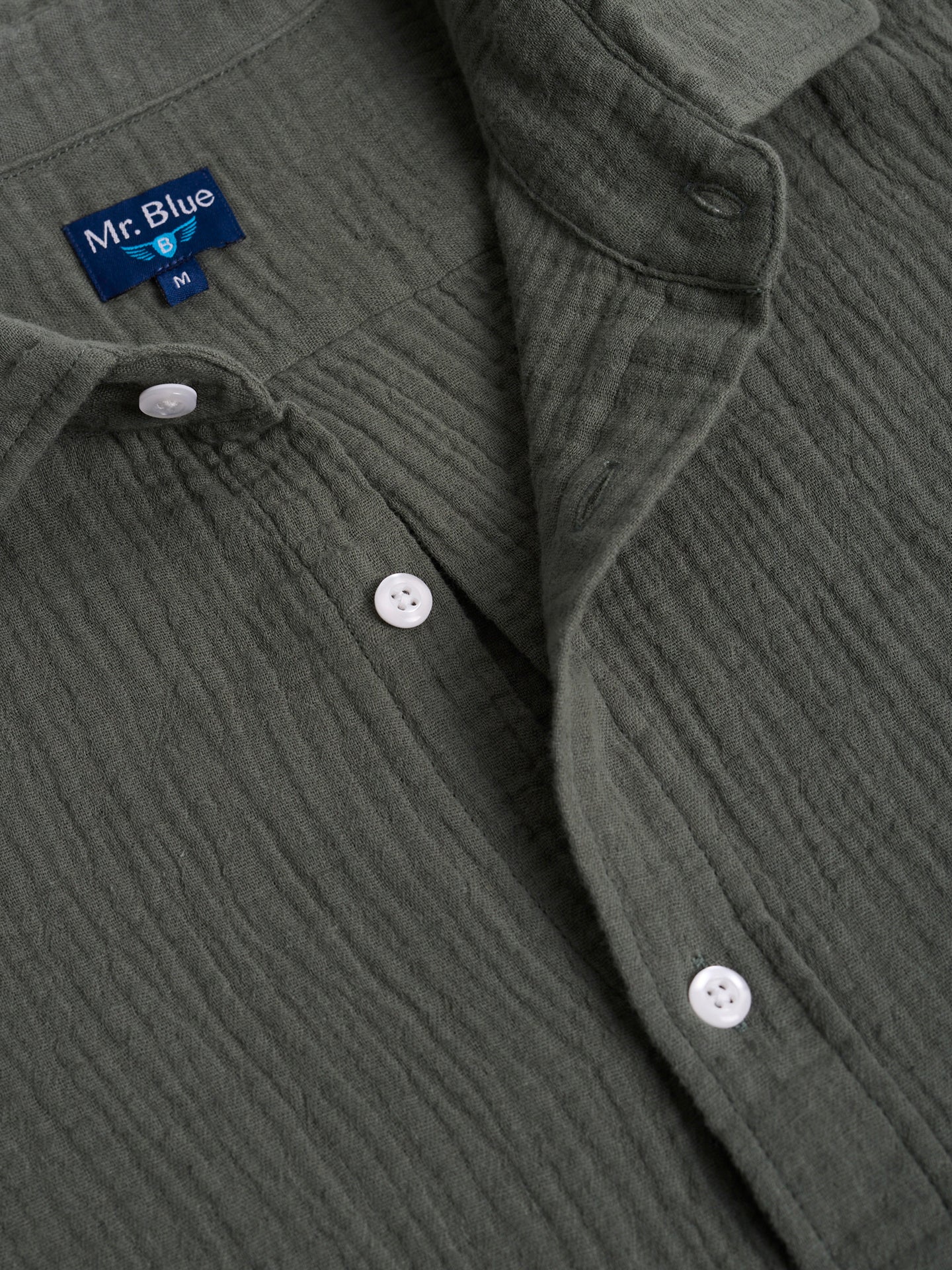 GREEN COTTON SHIRT SHORT SLEEVE REGULAR FIT MR. BLUE