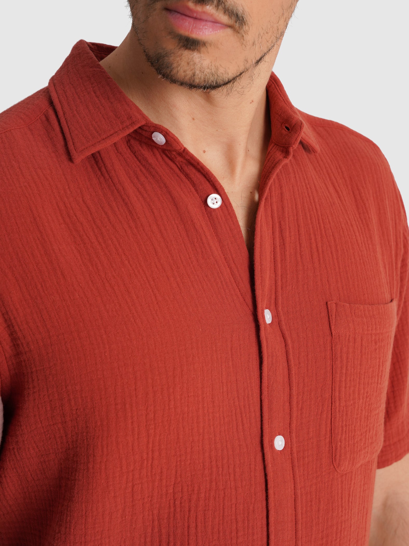 CAMISA MR ROJA MANGA CORTA REGULAR FIT. AZUL