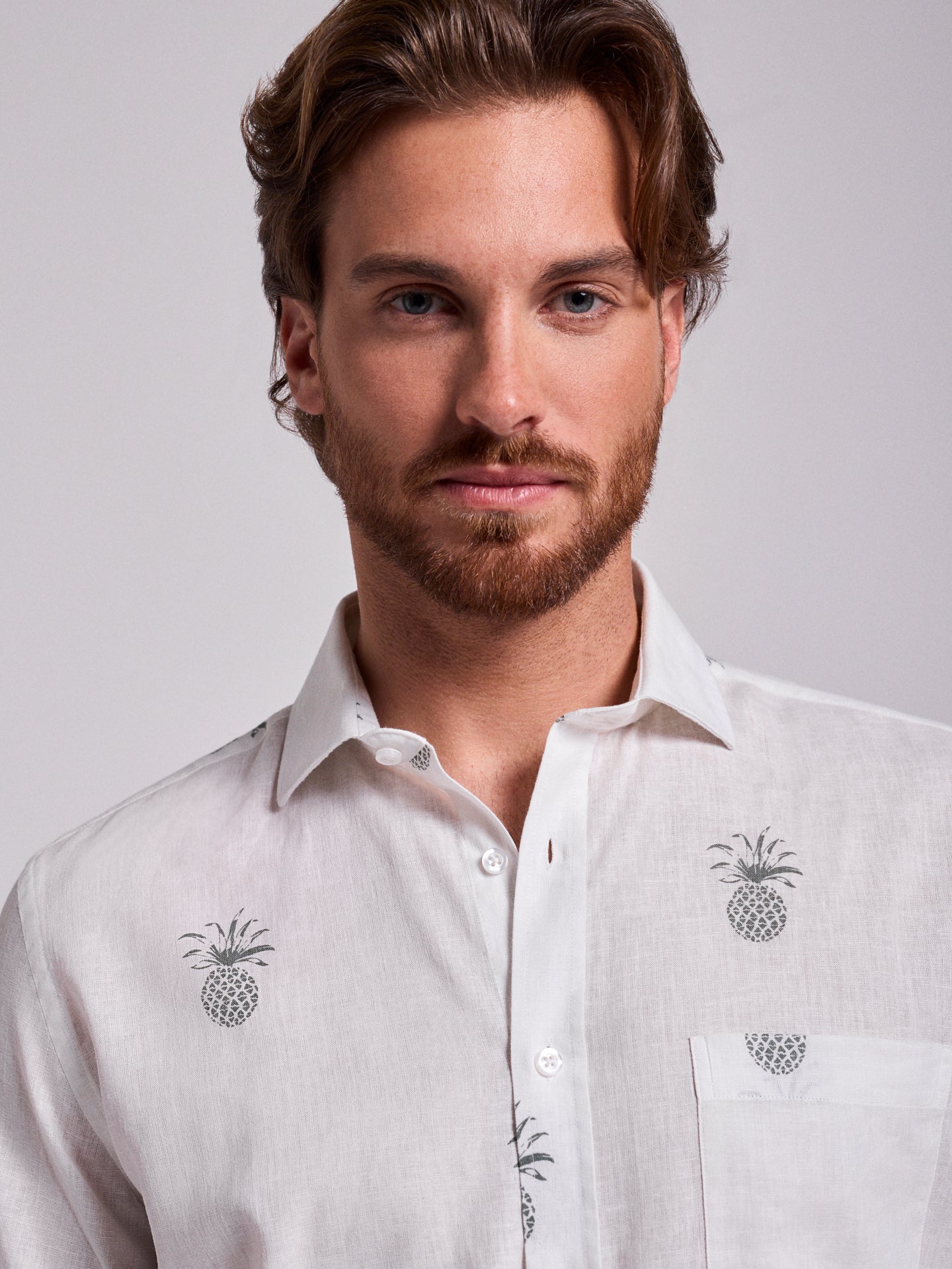 CAMISA LINO VERDE MANGA CORTA REGULAR FIT MR. AZUL