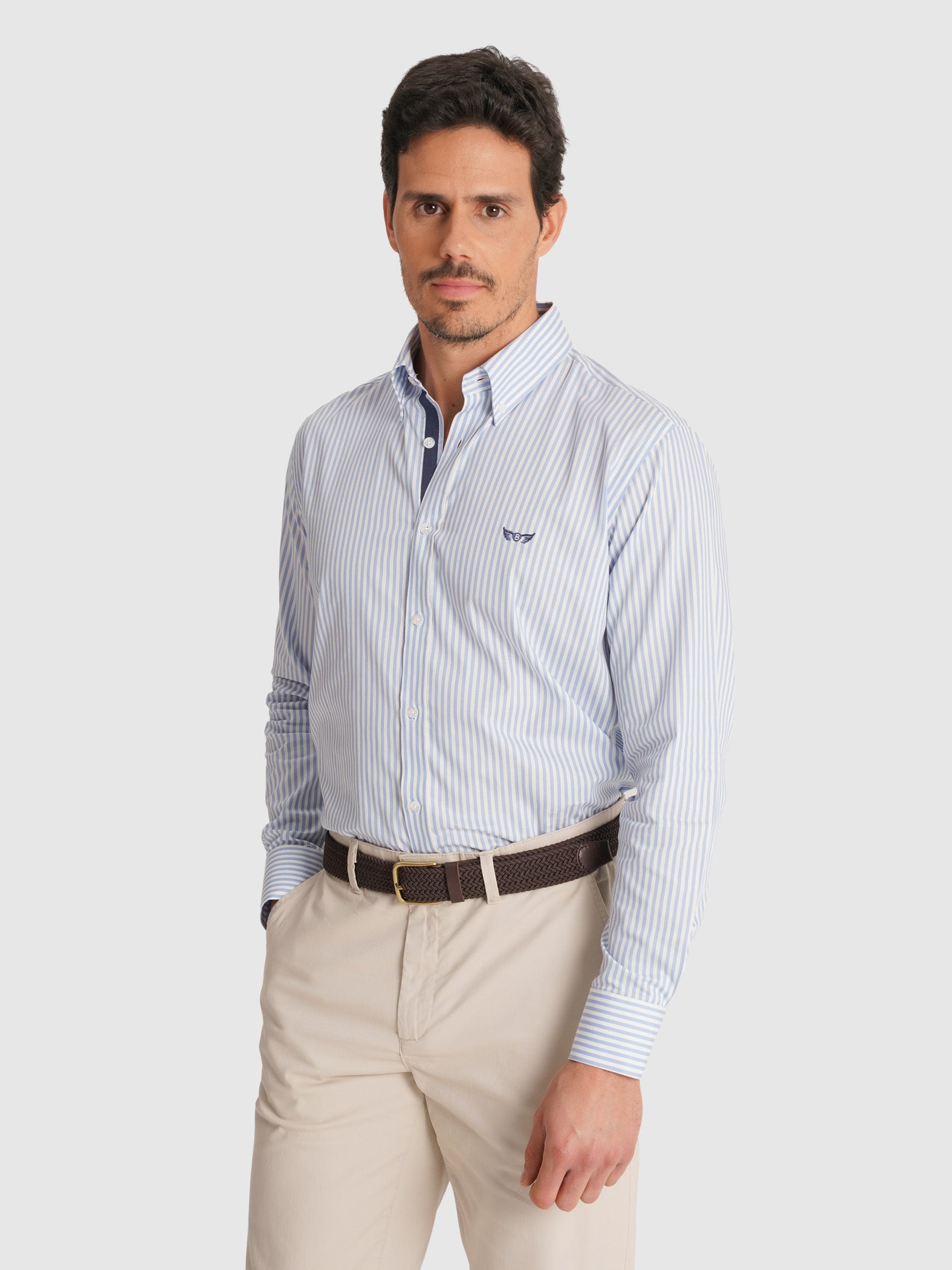 CAMISA SARGA AZUL MANGA LARGA REGULAR FIT MR. AZUL