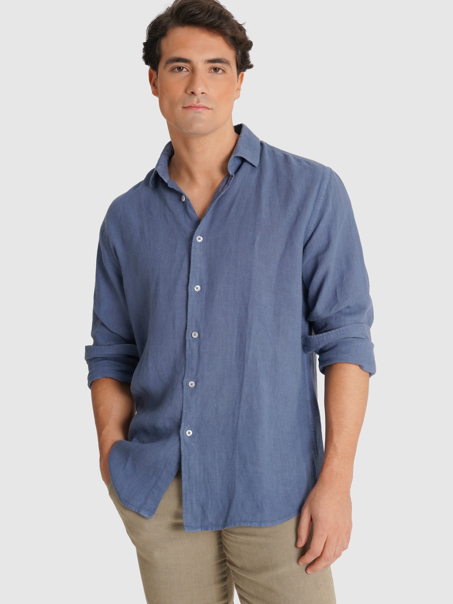 CAMISA REGULAR FIT MANGA LARGA AZUL MARK BELLUCCI
