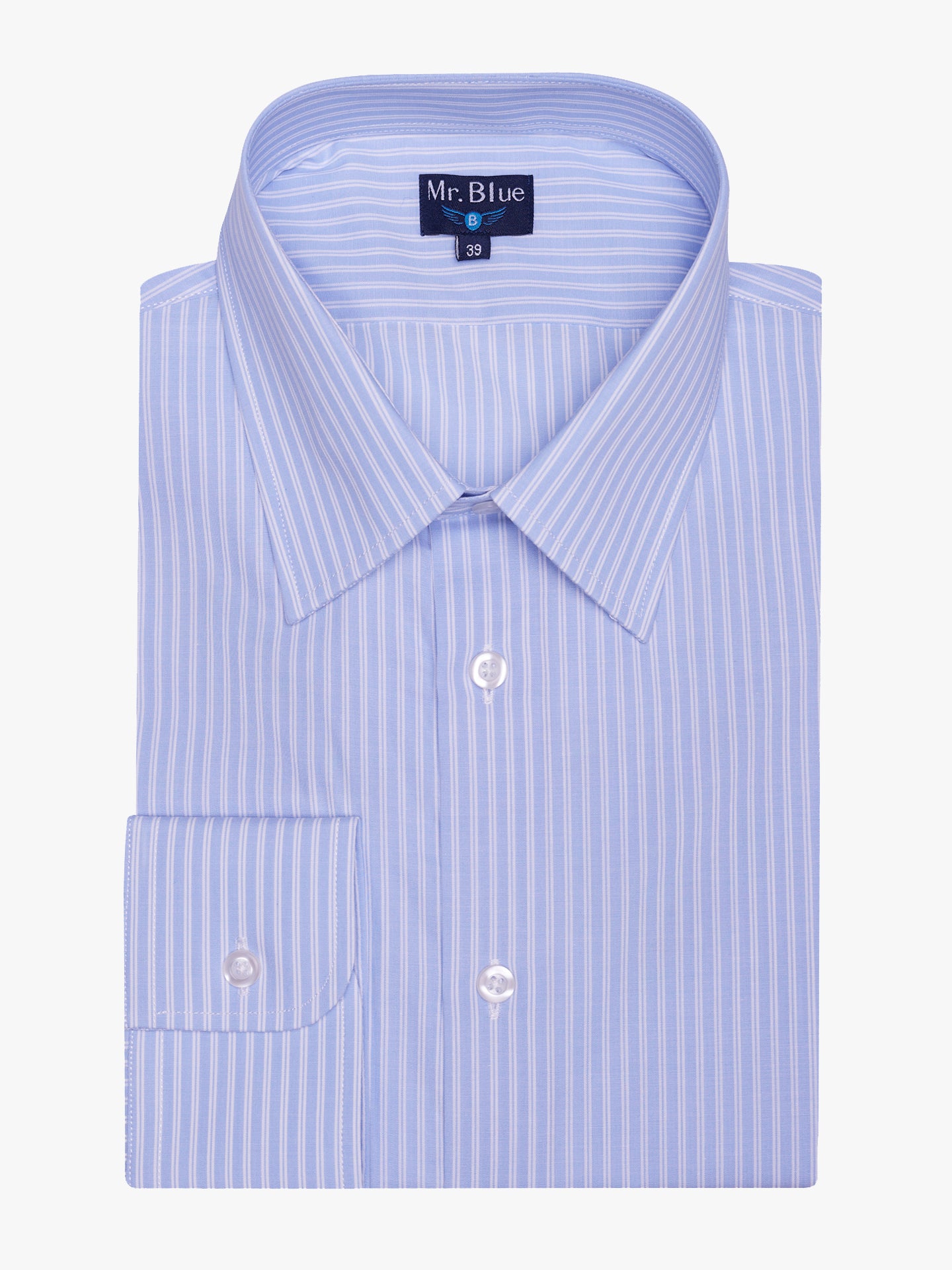 Camisa de corte clásico Fil-a-Fil azul Mr. Blue