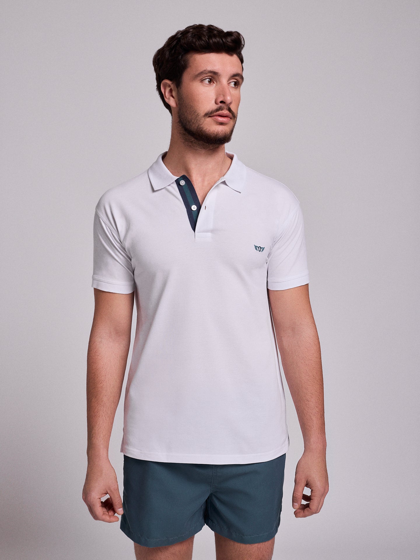POLO BLANCO MANGA CORTA REGULAR FIT MR. AZUL