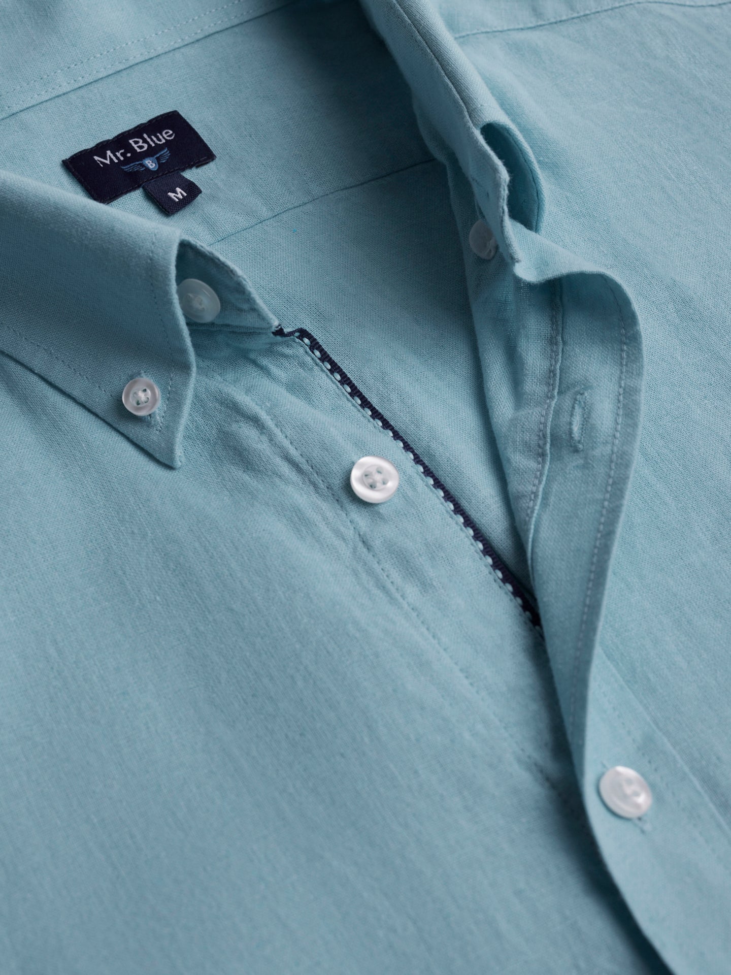 Camisa Regular Fit Lino Azul Mr. Blue