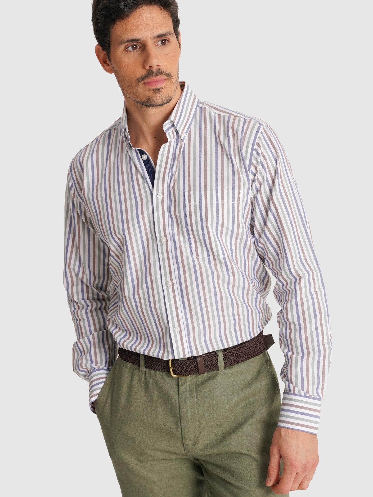 CAMISA MANGA LARGA VERDE REGULAR FIT MR. AZUL