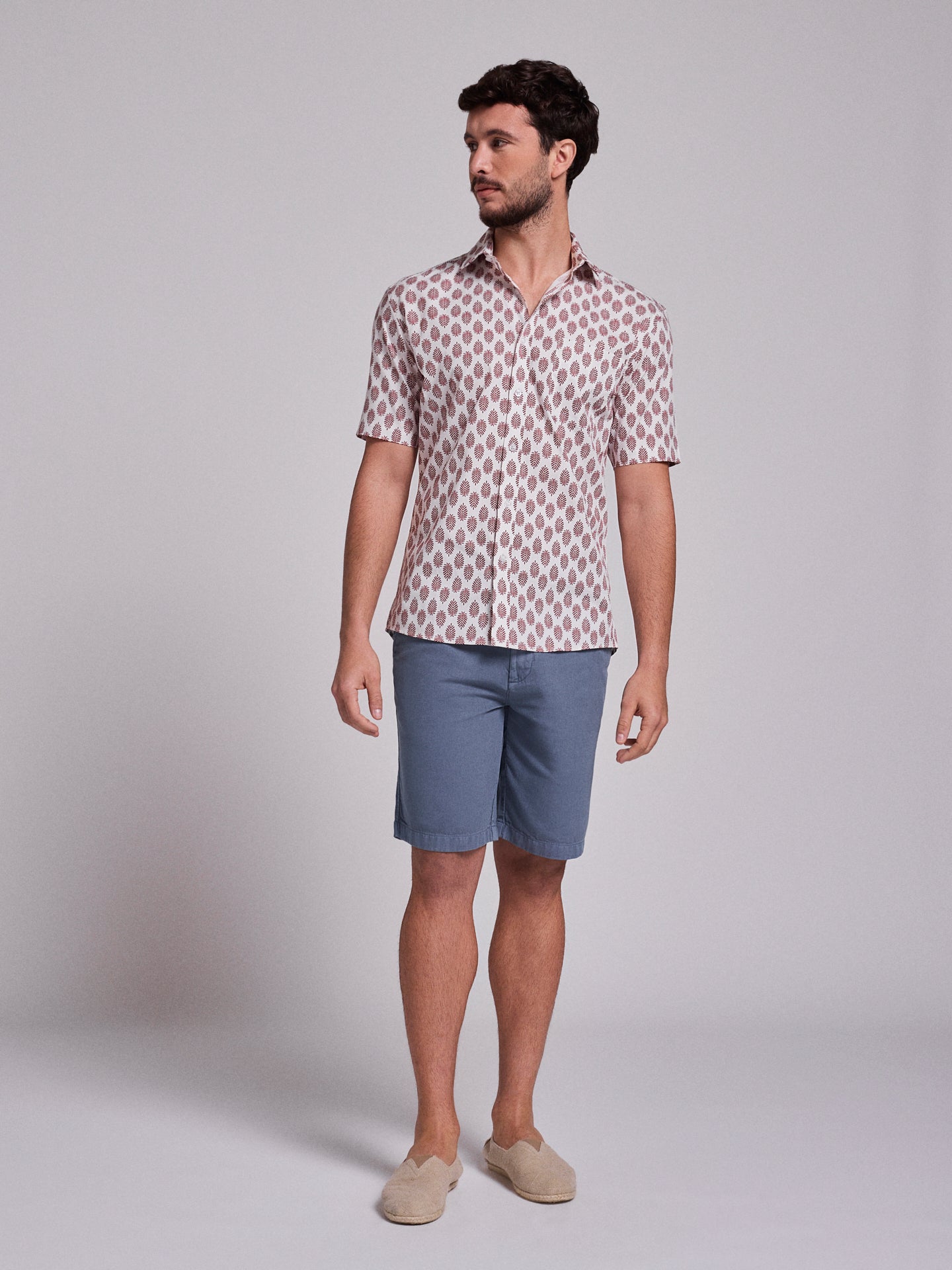 RED COTTON SHIRT SHORT SLEEVE REGULAR FIT MR. BLUE