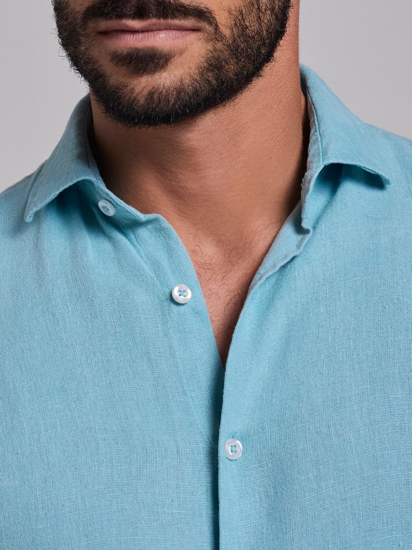 CAMISA LINO AZUL MANGA LARGA SASTRERÍA MARK BELLUCCI