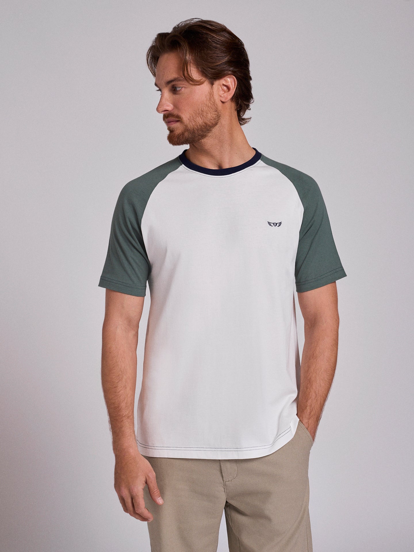 WHITE COTTON T-SHIRT SHORT SLEEVES REGULAR FIT MR. BLUE
