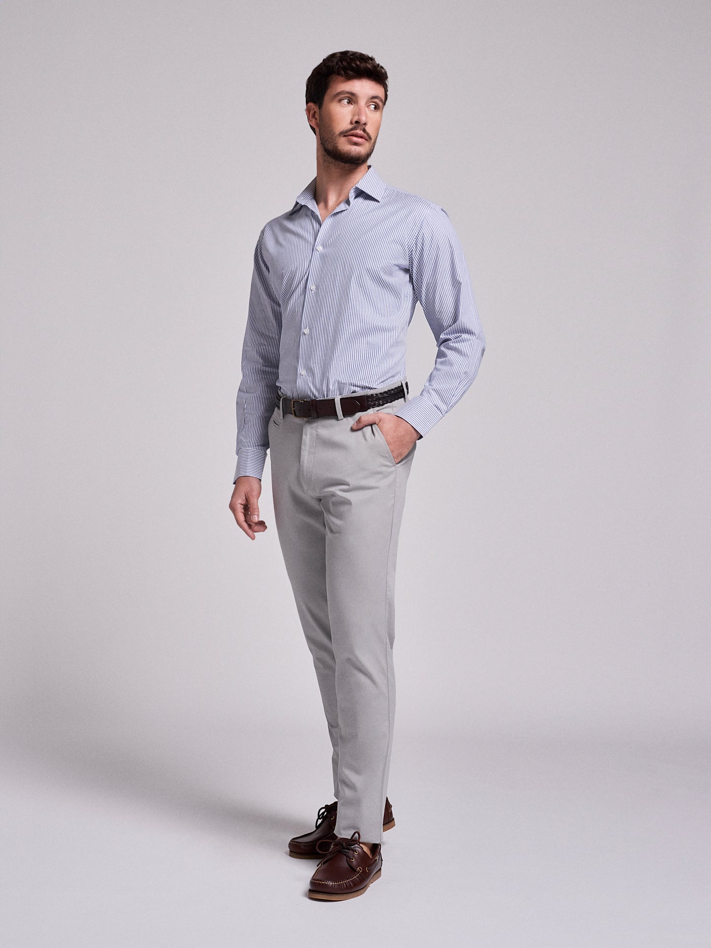 CAMISA DE ALGODÓN AZUL MANGA LARGA CLASSIC FIT MR. AZUL