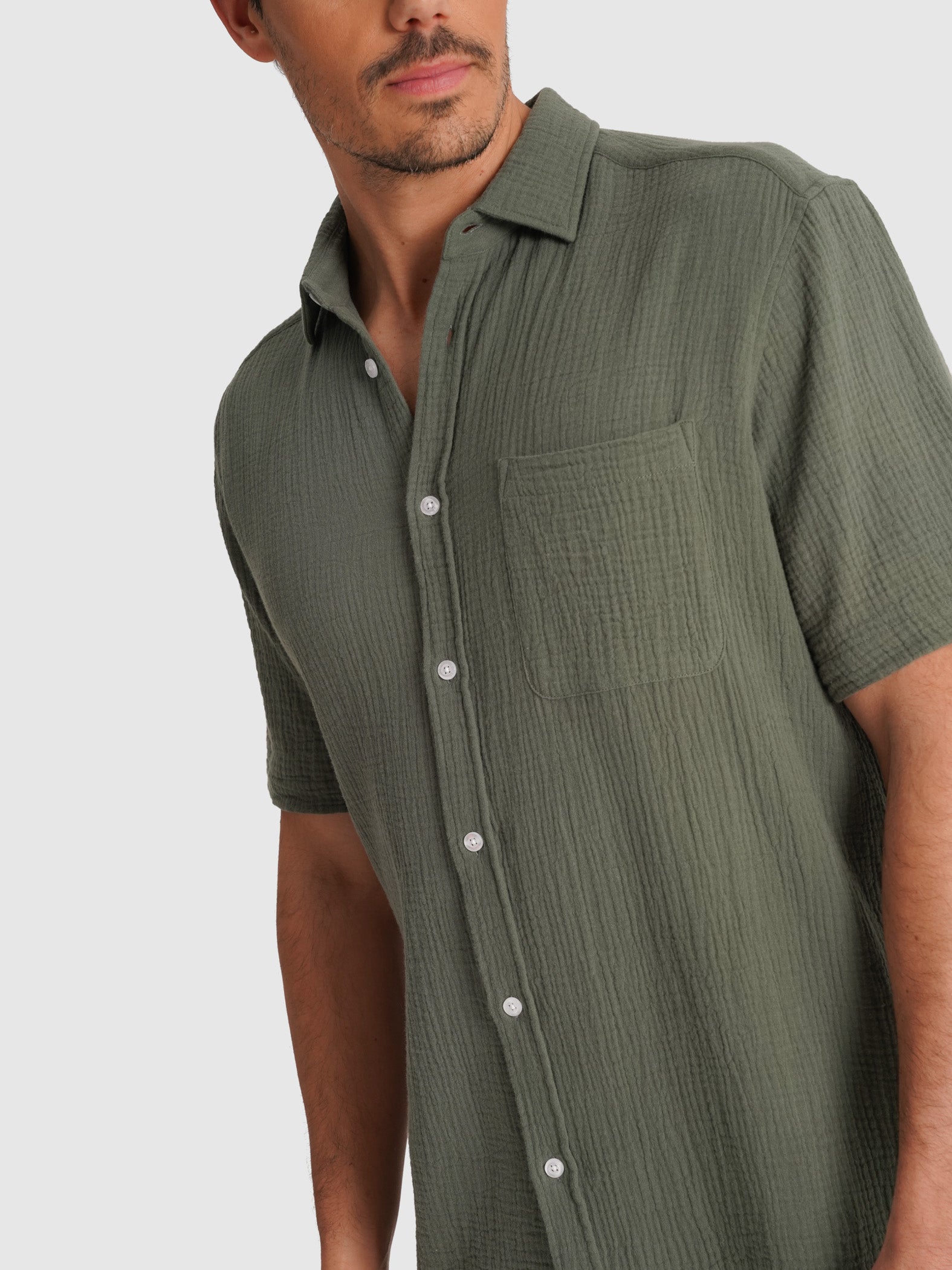 CAMISA VERDE MANGA CORTA REGULAR FIT MR. AZUL