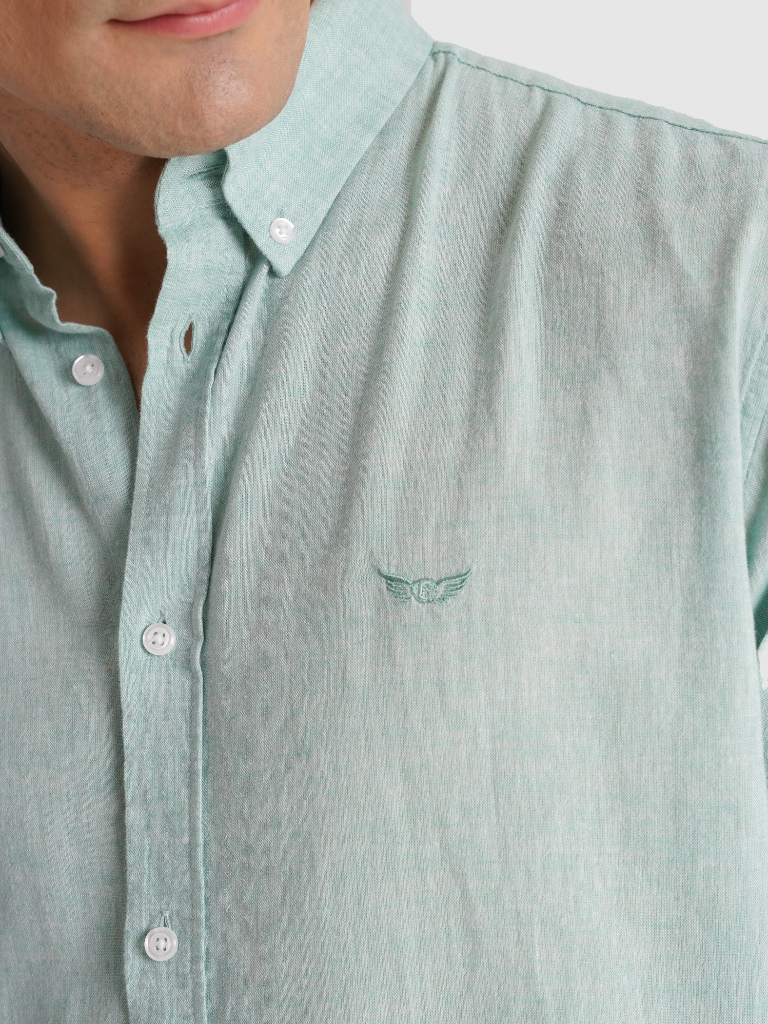 LONG SLEEVE GREEN SHIRT REGULAR FIT MR. BLUE