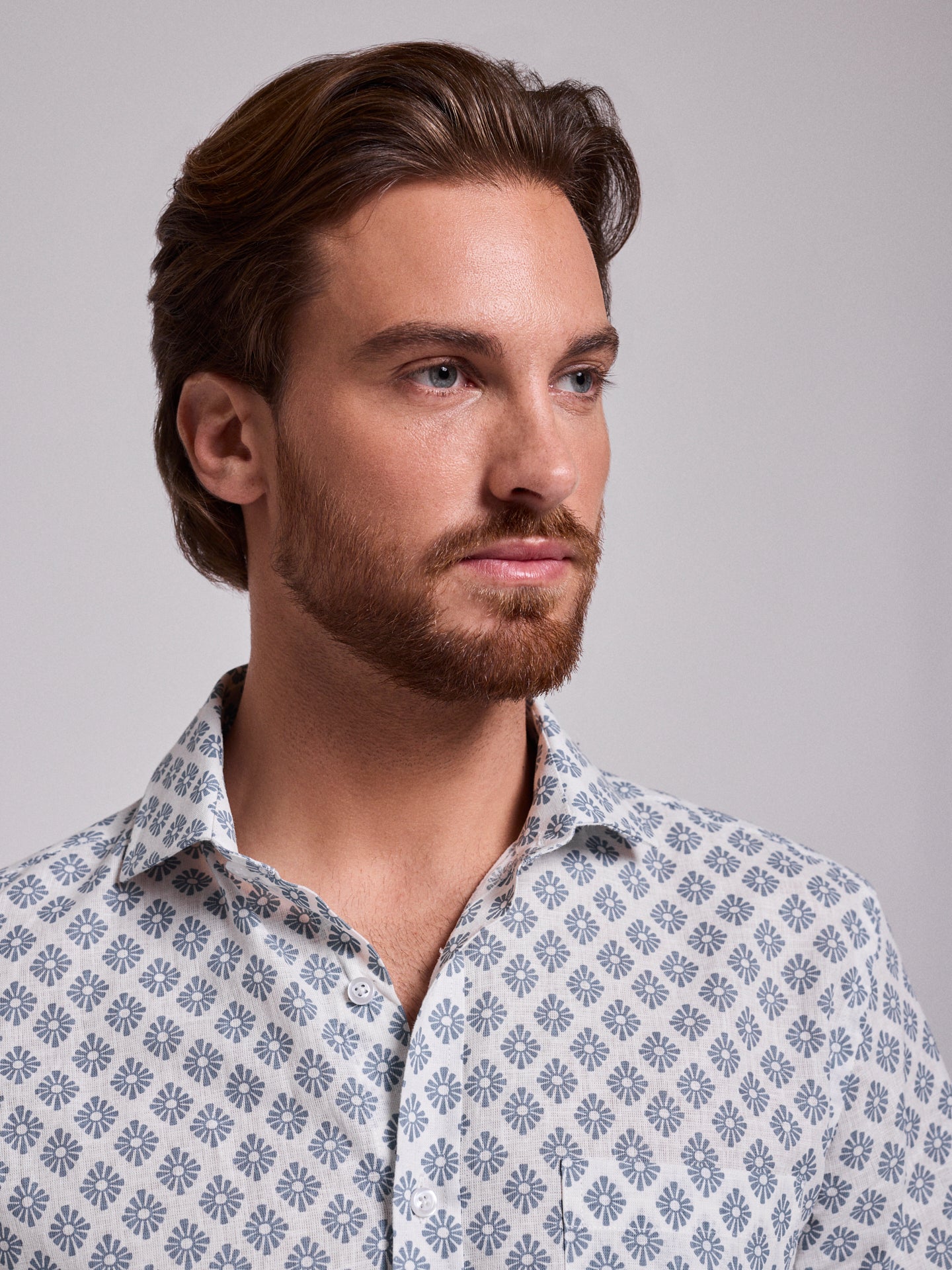 BLUE LINEN SHIRT SHORT SLEEVE REGULAR FIT MR. BLUE